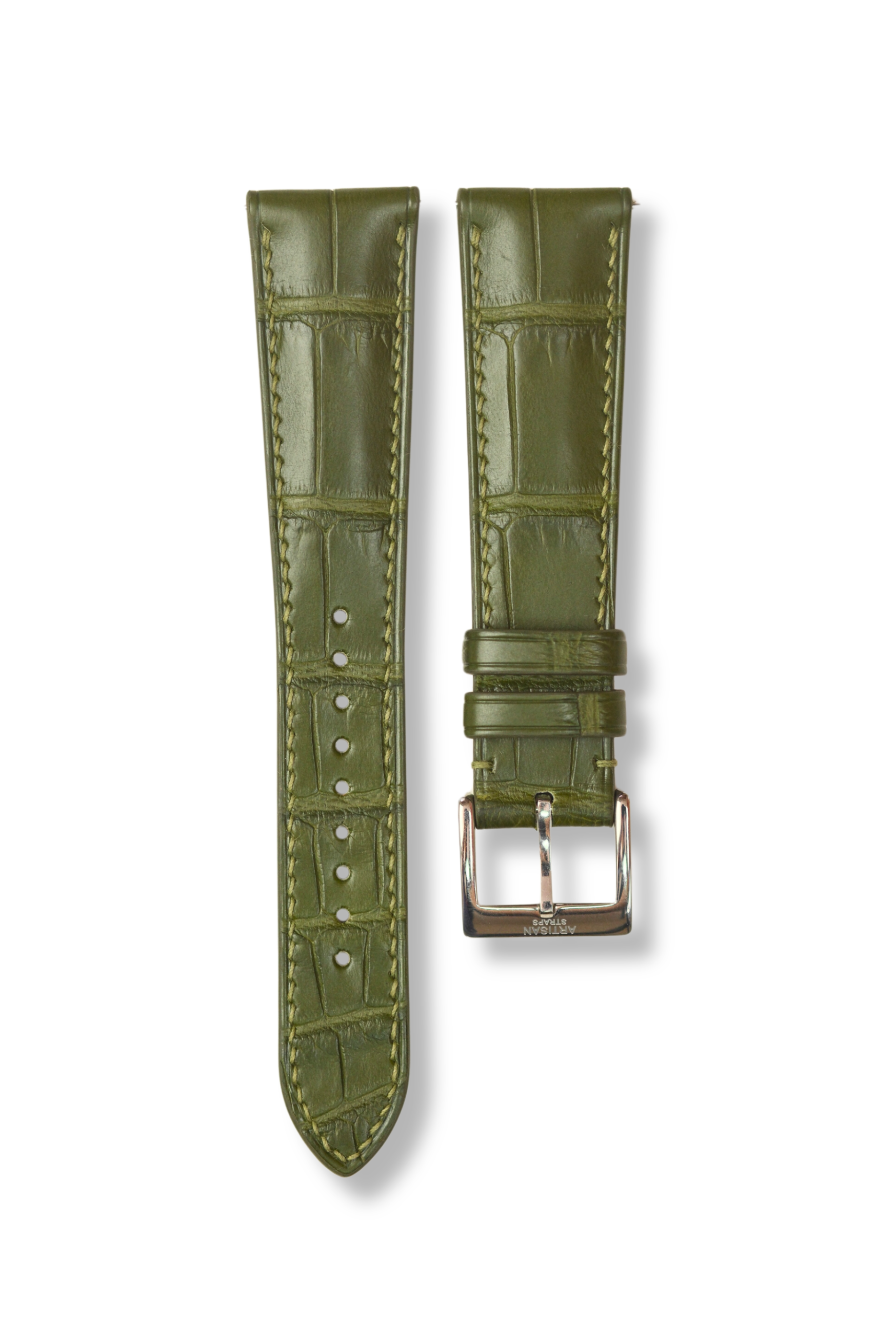 Moss Green Alligator (Padded) Leather Strap - Artisan Straps