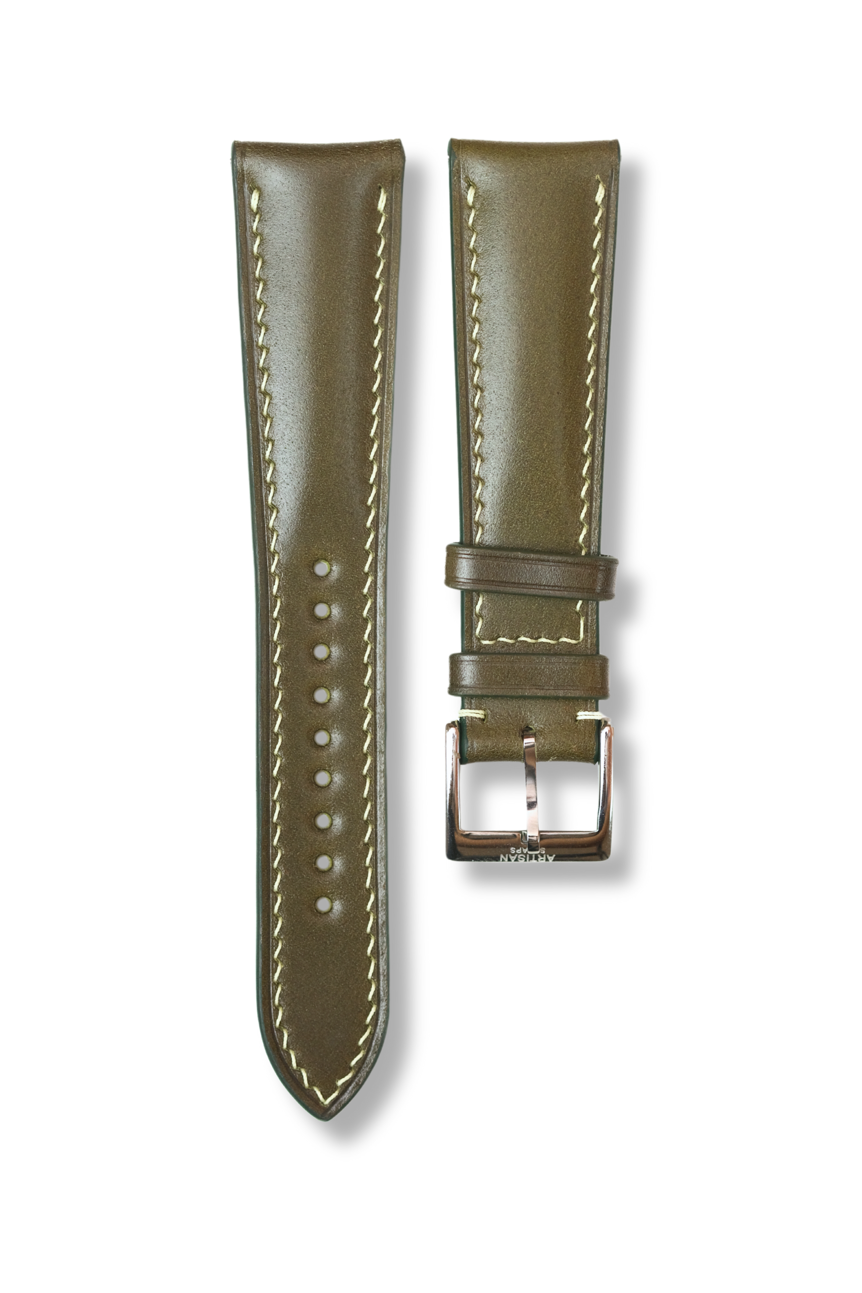 Olive Green Shell Cordovan (Padded) Leather Strap - Artisan Straps