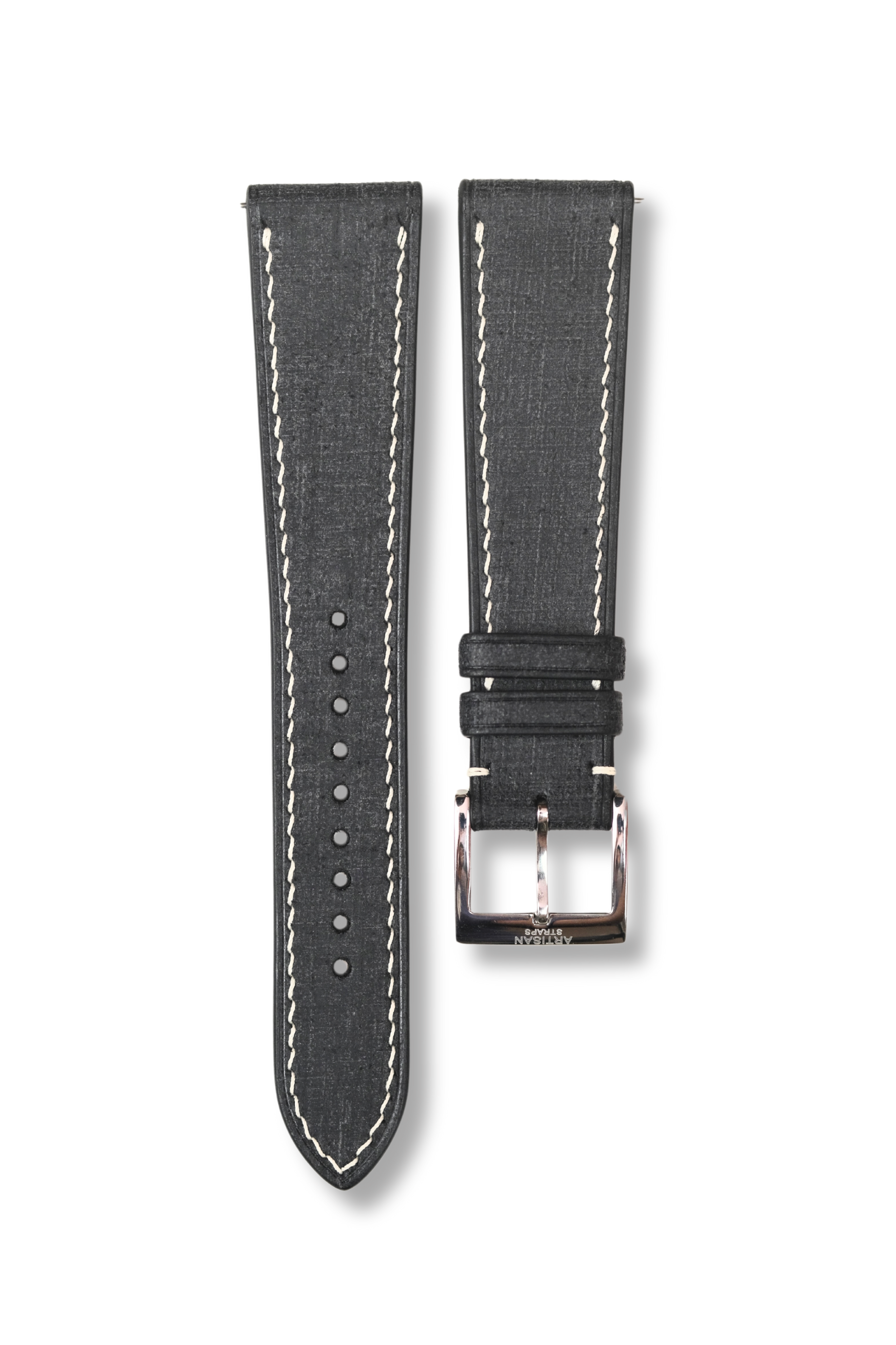 Black Babele 'Linen' Leather Strap - Artisan Straps