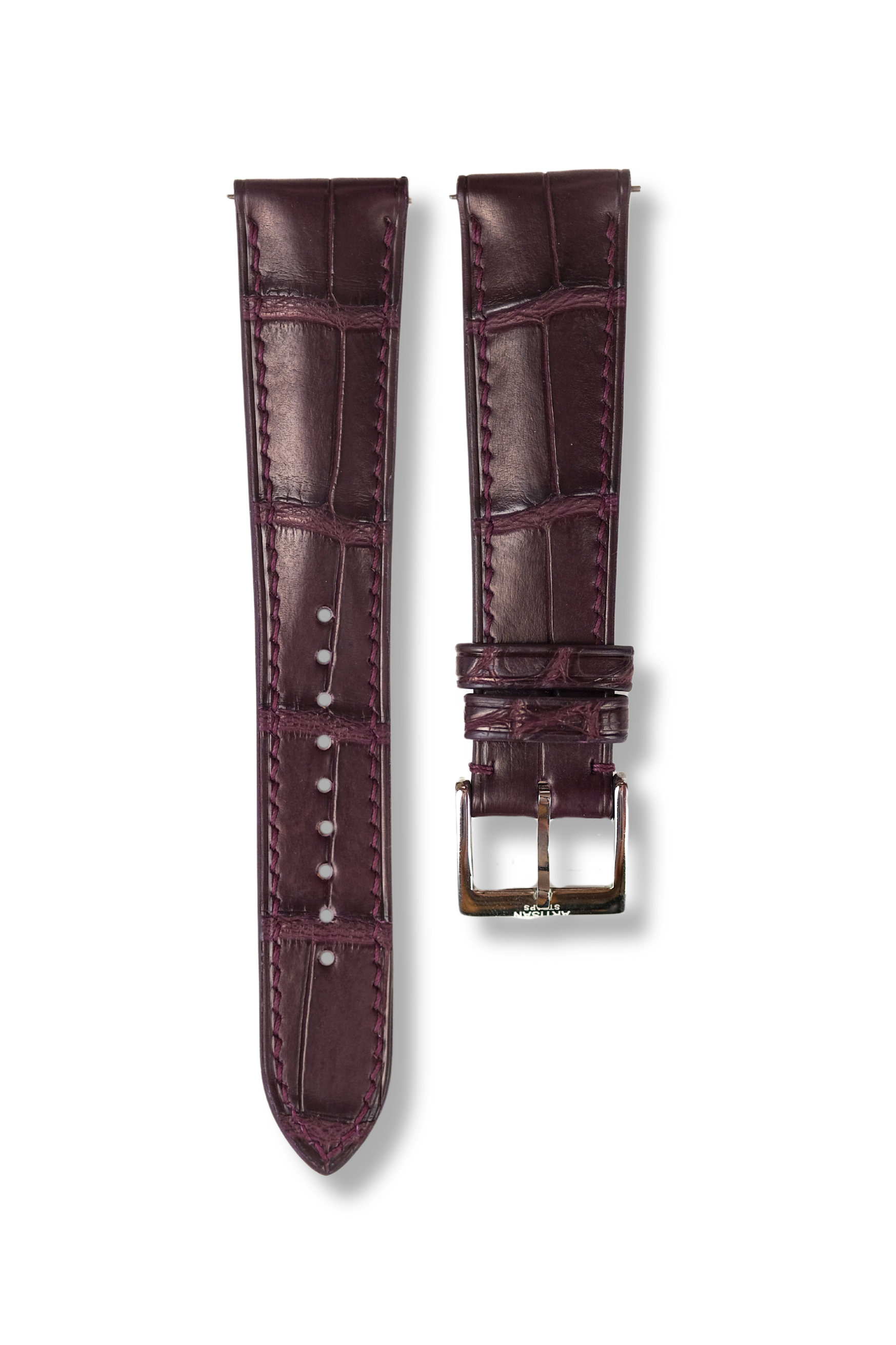 Burgundy Alligator (Padded) Leather Strap - Artisan Straps