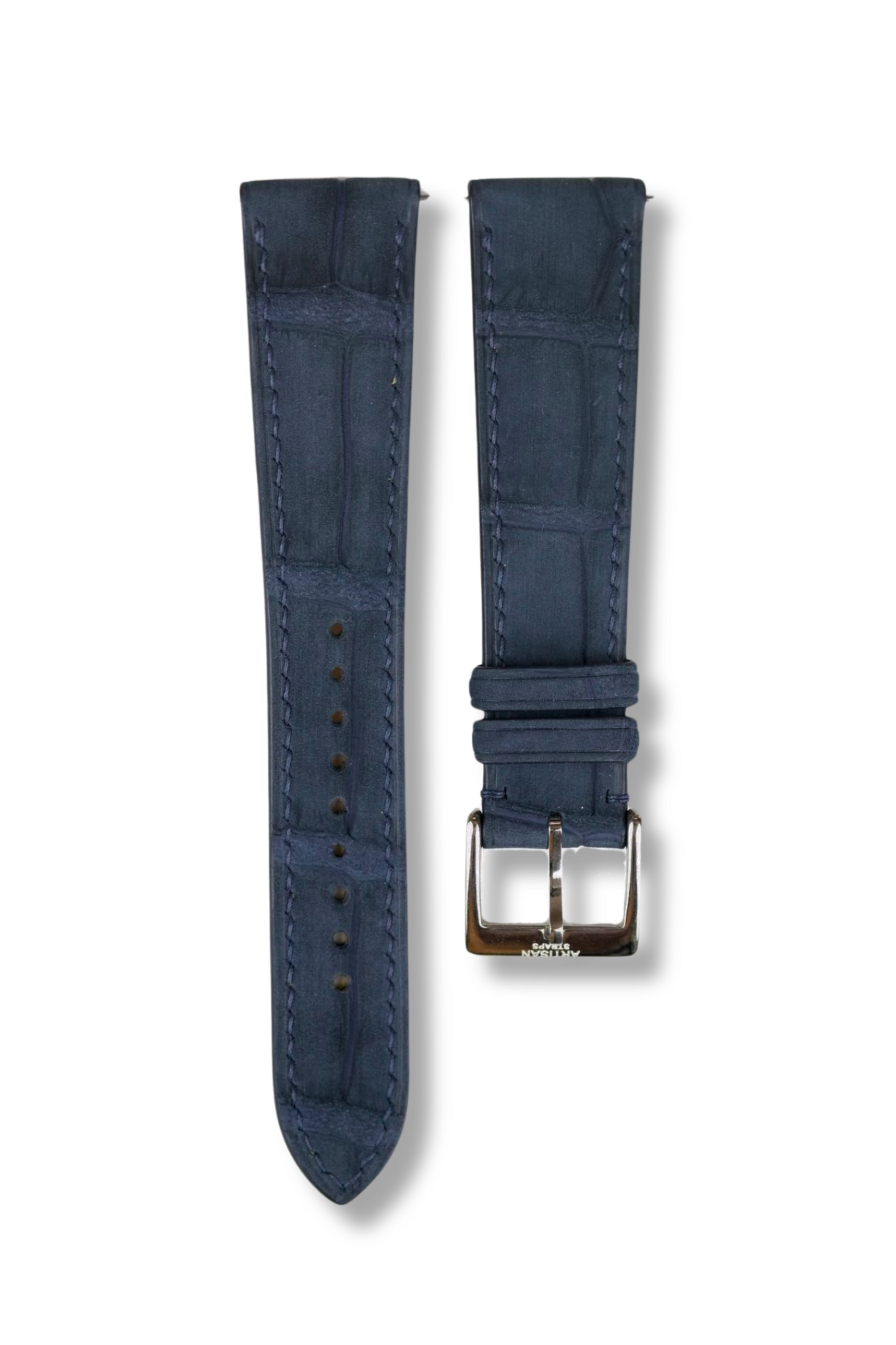 Navy Nubuck Alligator (Padded) Leather Strap (Made-to-Order) Navy Nubuck Alligator (Padded) Leather Strap (Made-to-Order)