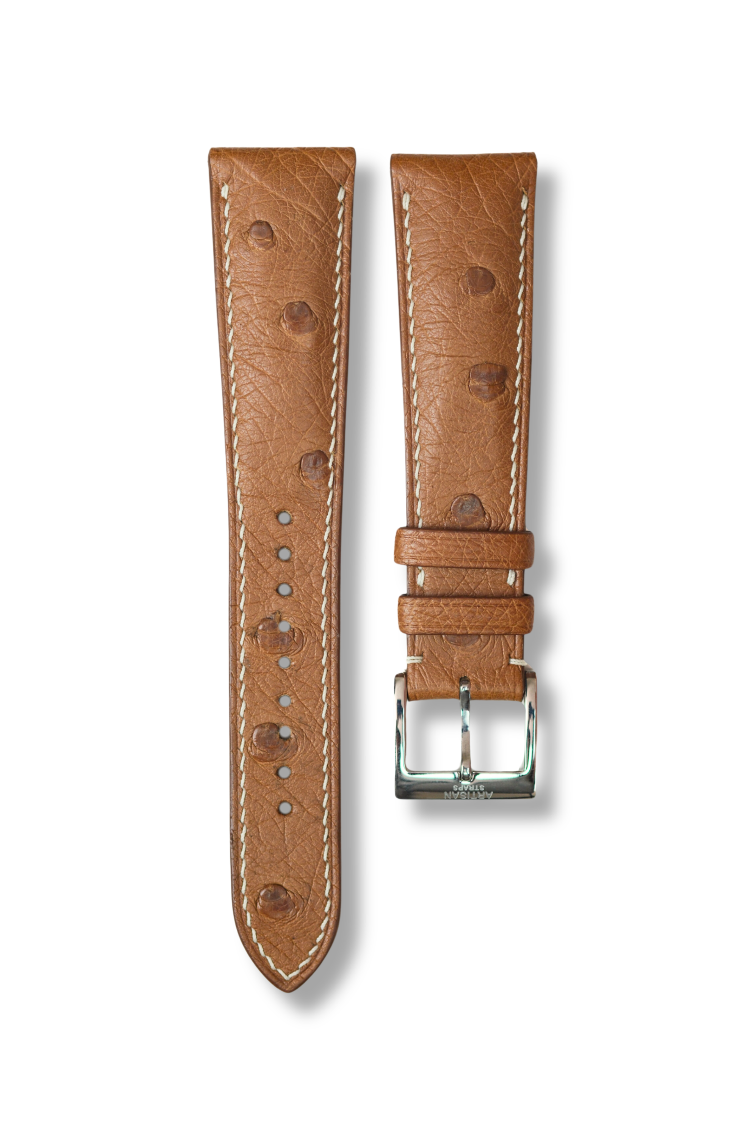 Cognac Ostrich Belly (Padded) Leather Strap
