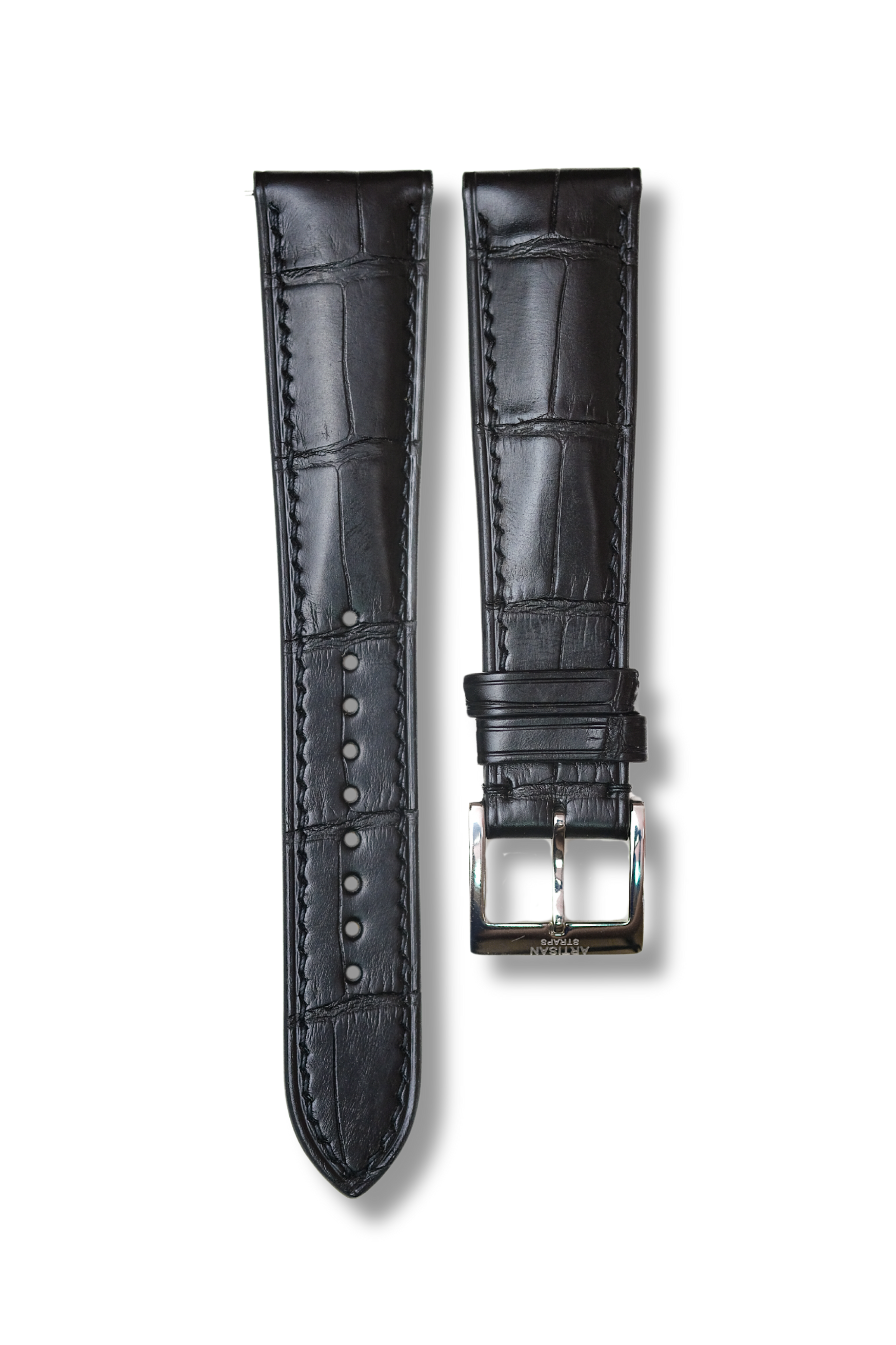 Black Alligator (Padded) Leather Strap - Artisan Straps