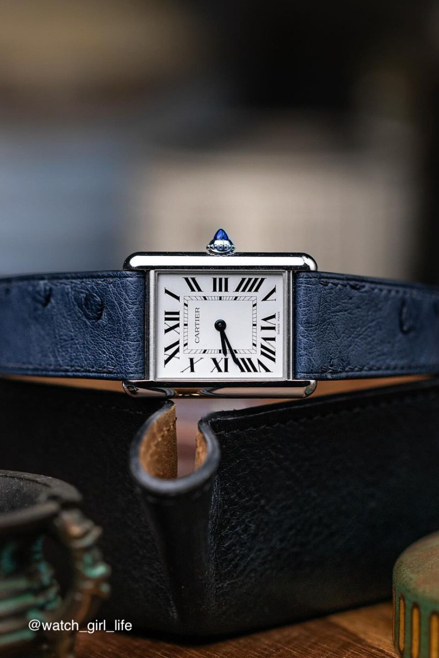 Navy Blue Ostrich Belly Leather Strap