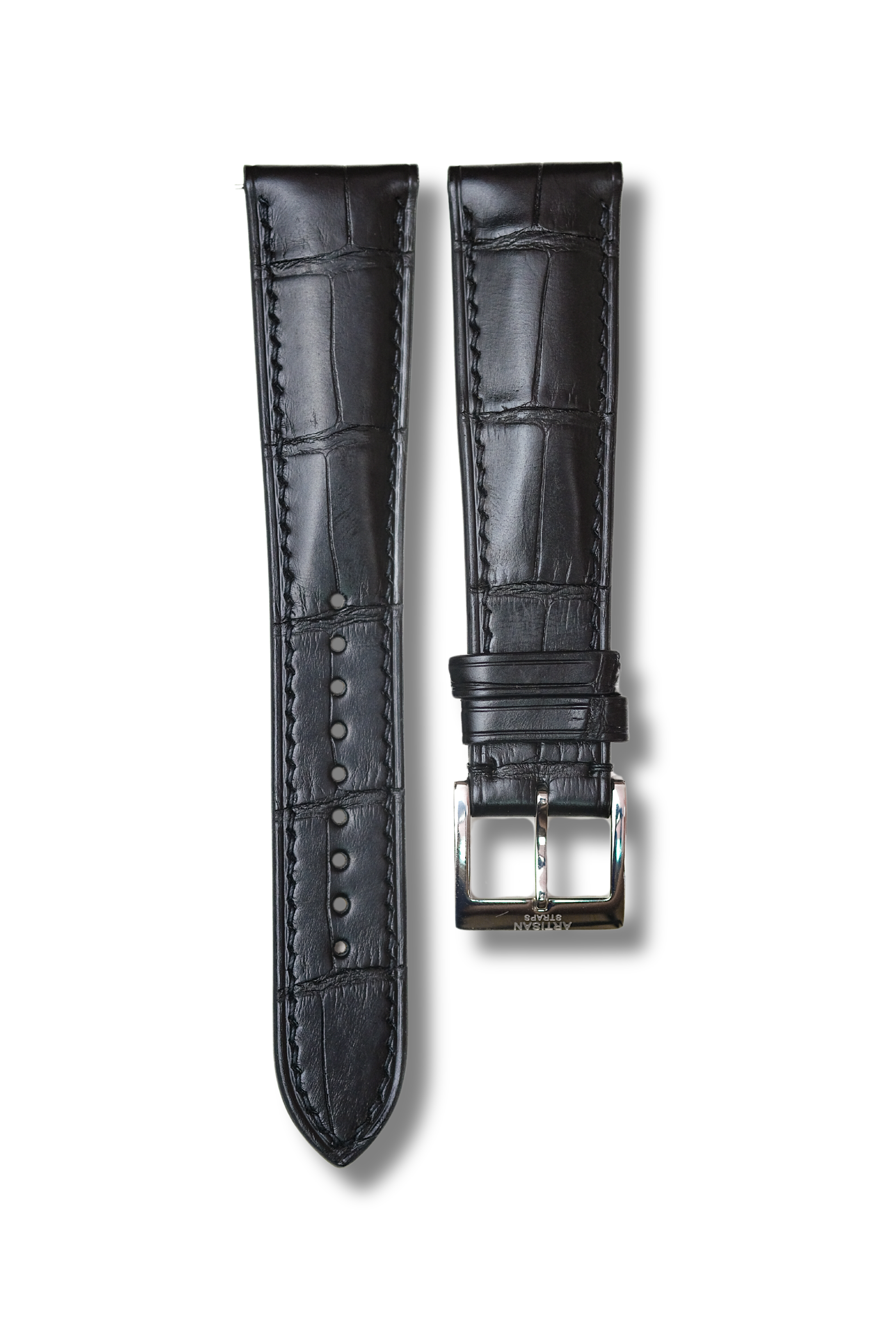 Black Alligator (Padded) Leather Strap - Artisan Straps