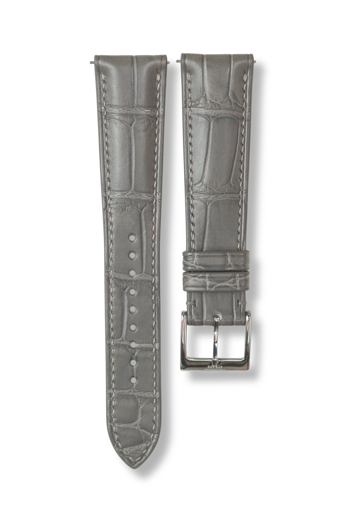 Grey Alligator (Padded) Leather Strap (Made-to-Order) - Artisan Straps