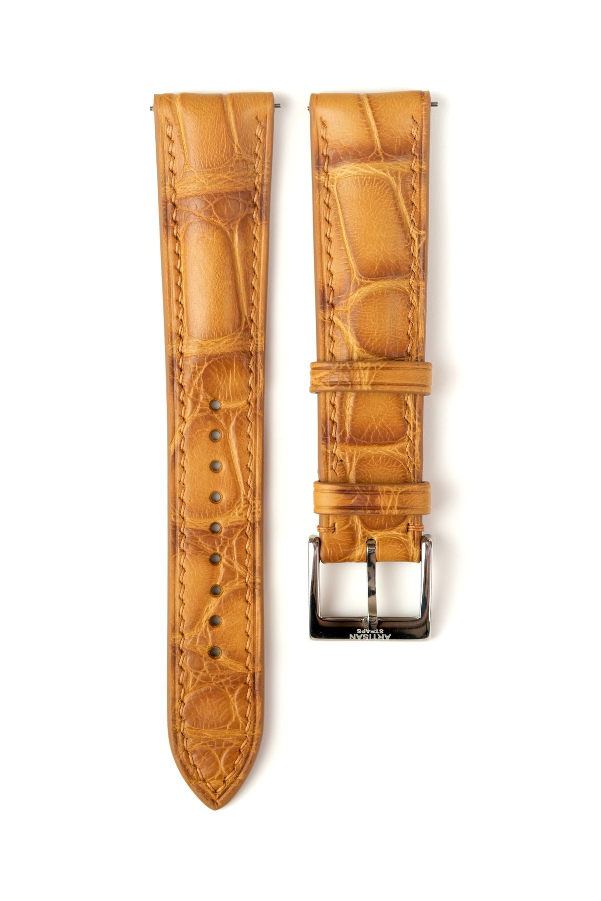 Antique Gold Alligator (Padded) Leather Strap - Artisan Straps