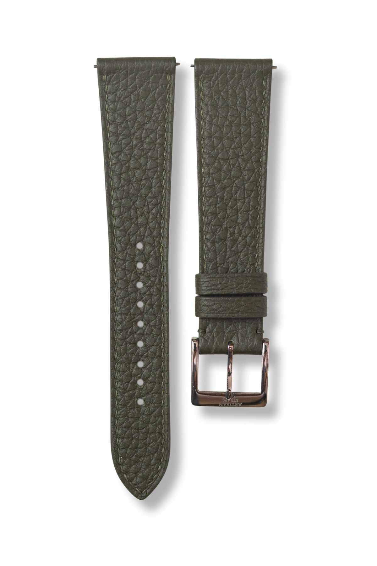 Army Green Shrunken Calf Leather Strap - Artisan Straps