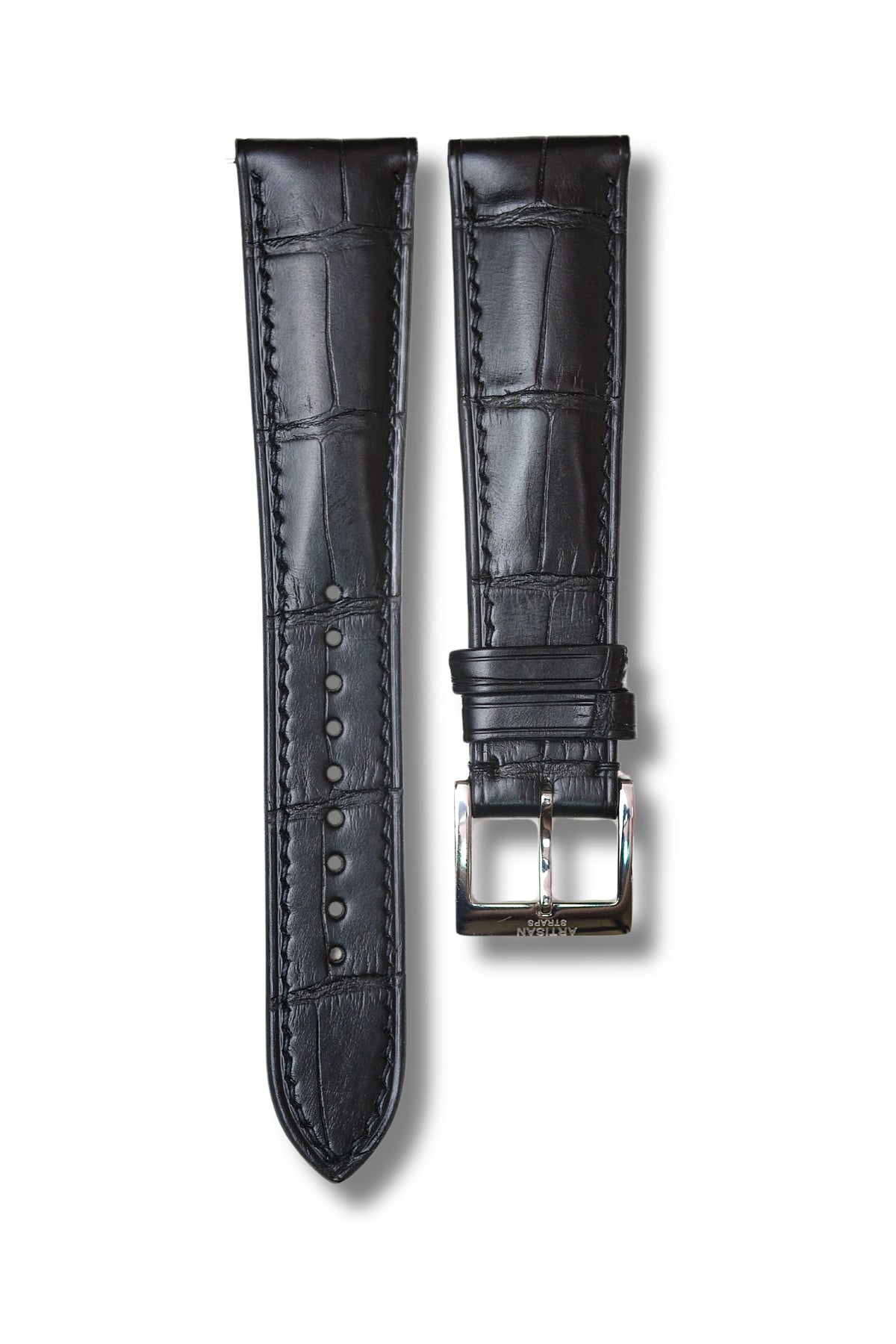 Black Alligator (Padded) Leather Strap - Artisan Straps