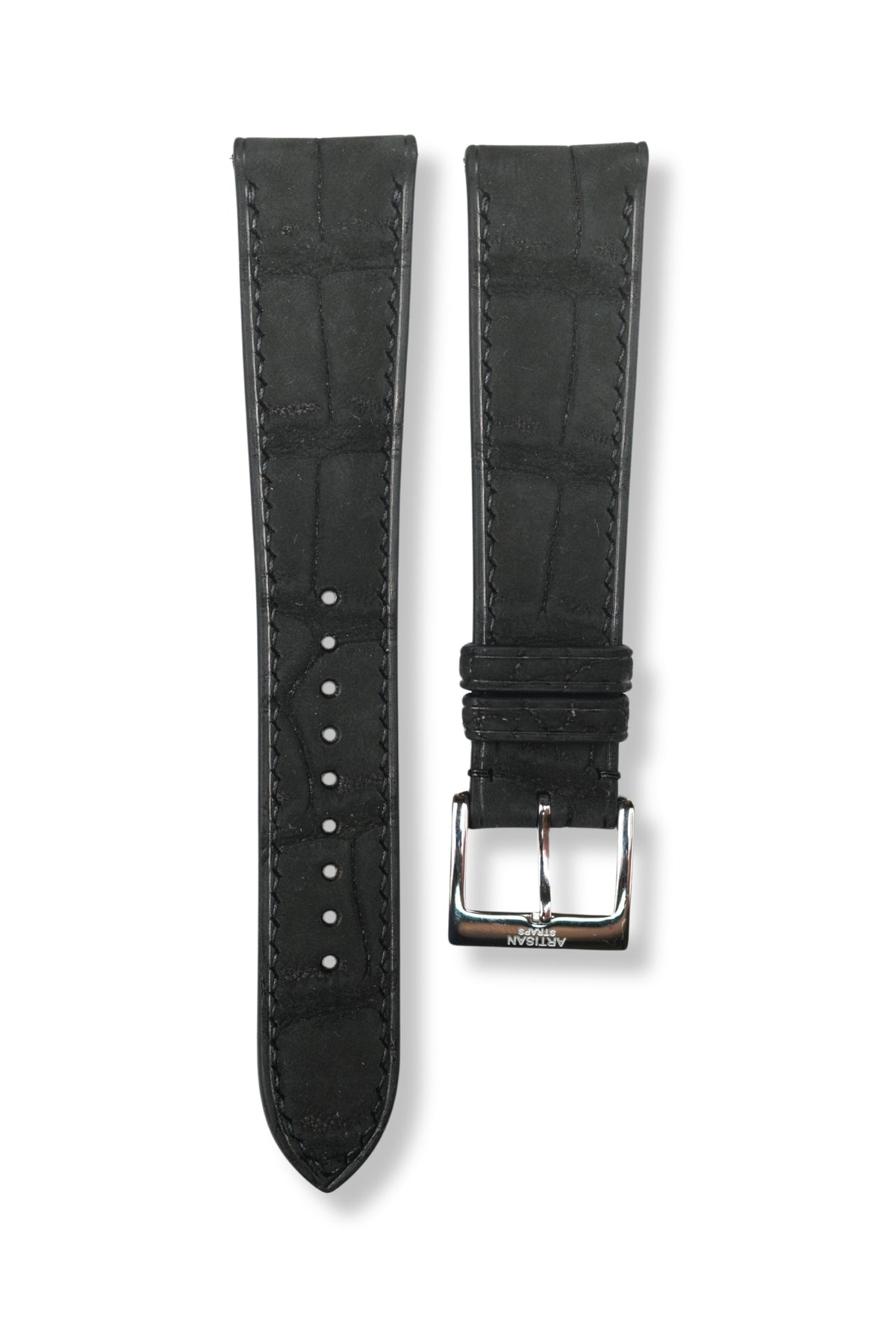 Black Nubuck Alligator (Padded) Leather Strap (Made-to-Order) - Artisan Straps
