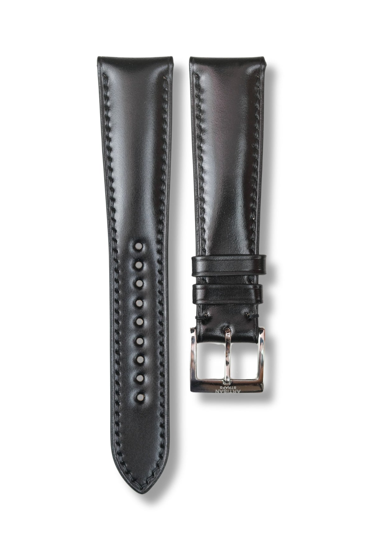 Black Shell Cordovan (Padded) Leather Strap - Artisan Straps