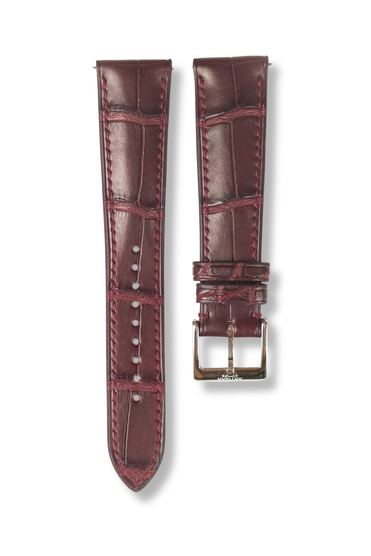 Burgundy Alligator (Padded) Leather Strap - Artisan Straps