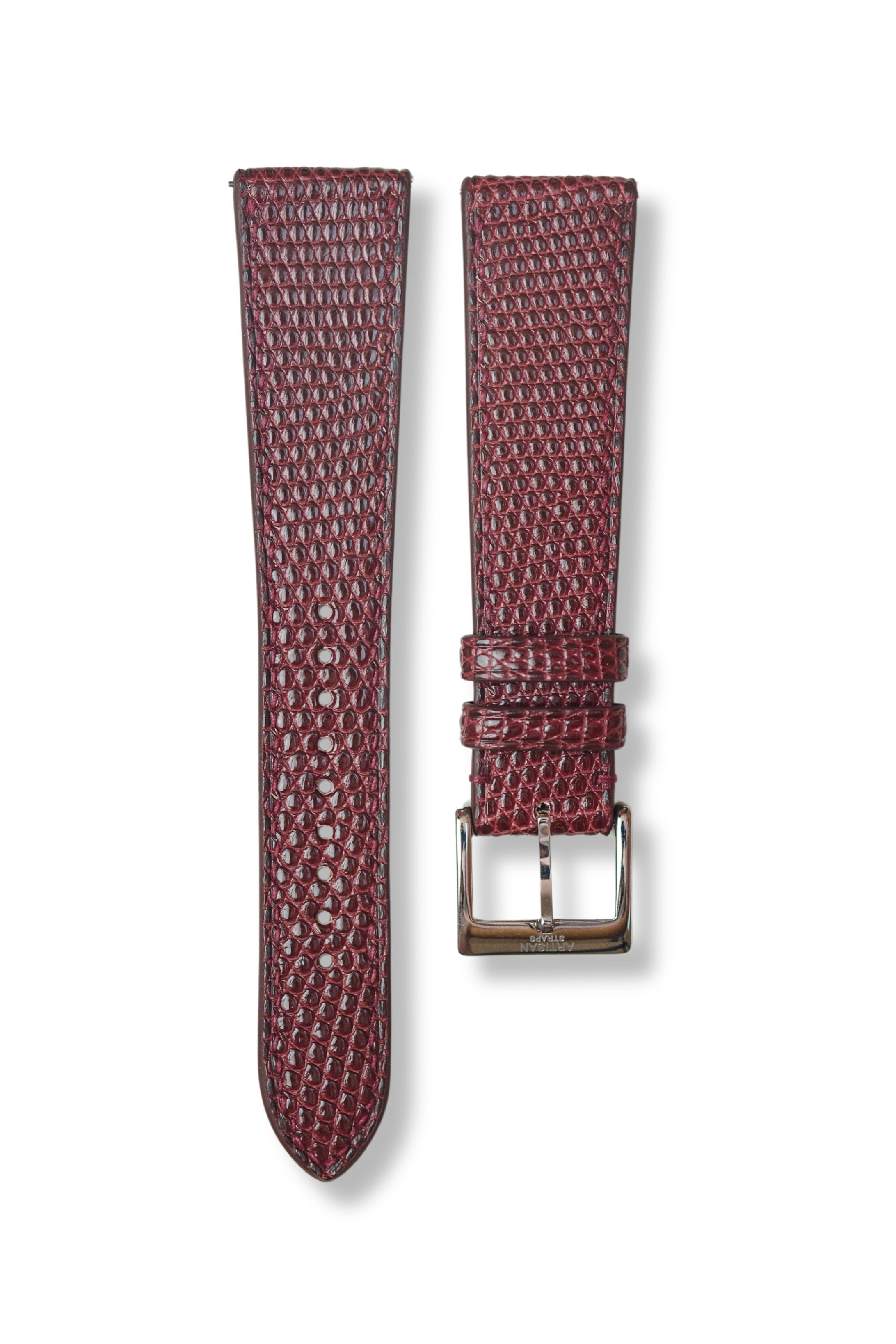 Burgundy Lizard Leather Strap (Round Scale)