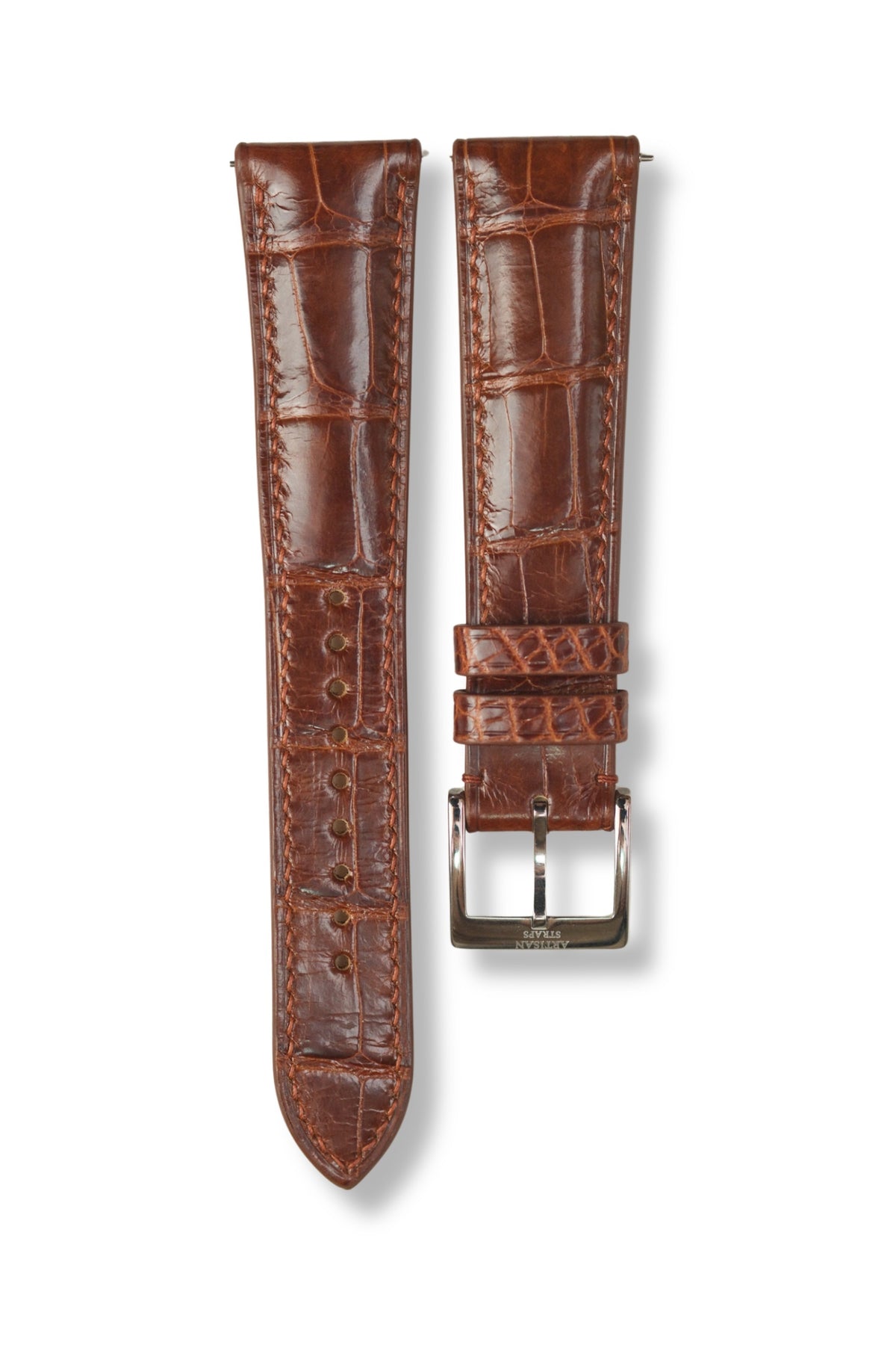 Chestnut Brown Glazed Alligator (Padded) Leather Strap (Made-to-Order) - Artisan Straps
