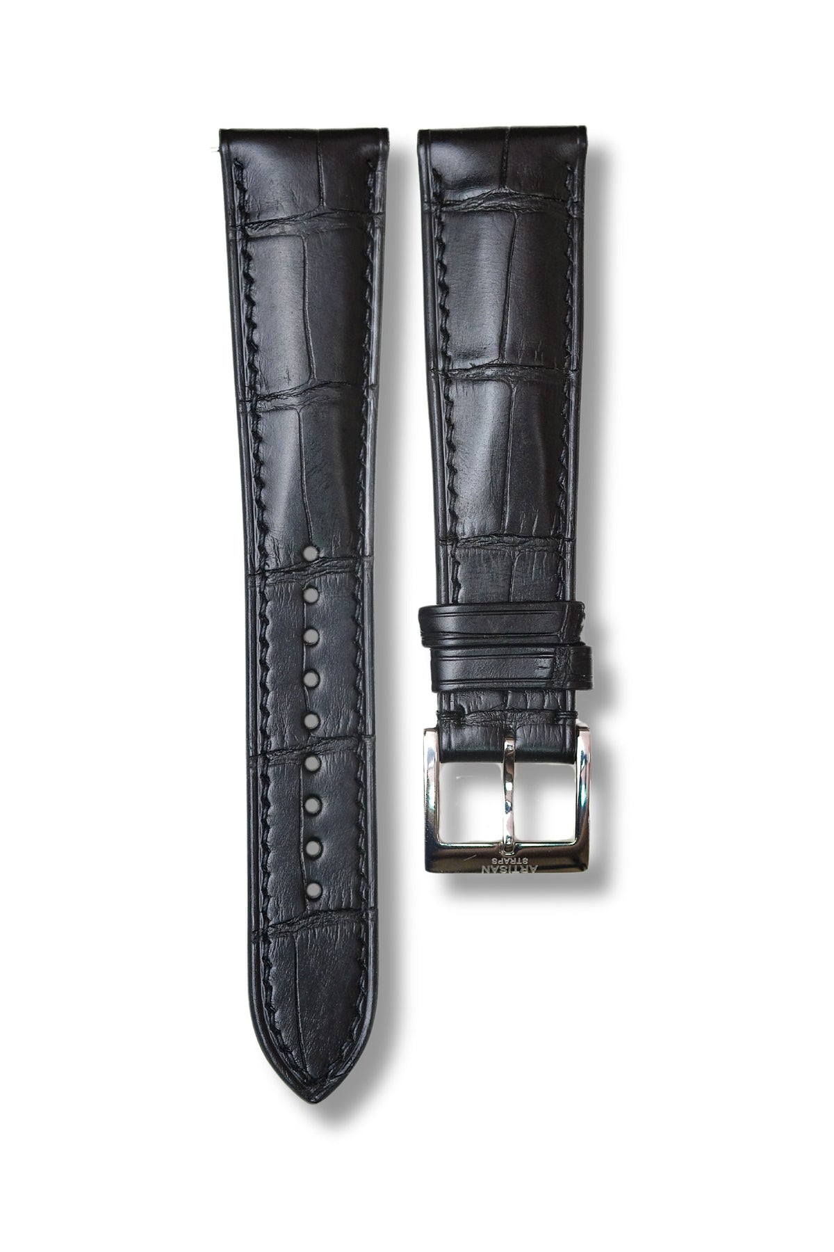 Black Alligator (Padded) Leather Strap - Artisan Straps
