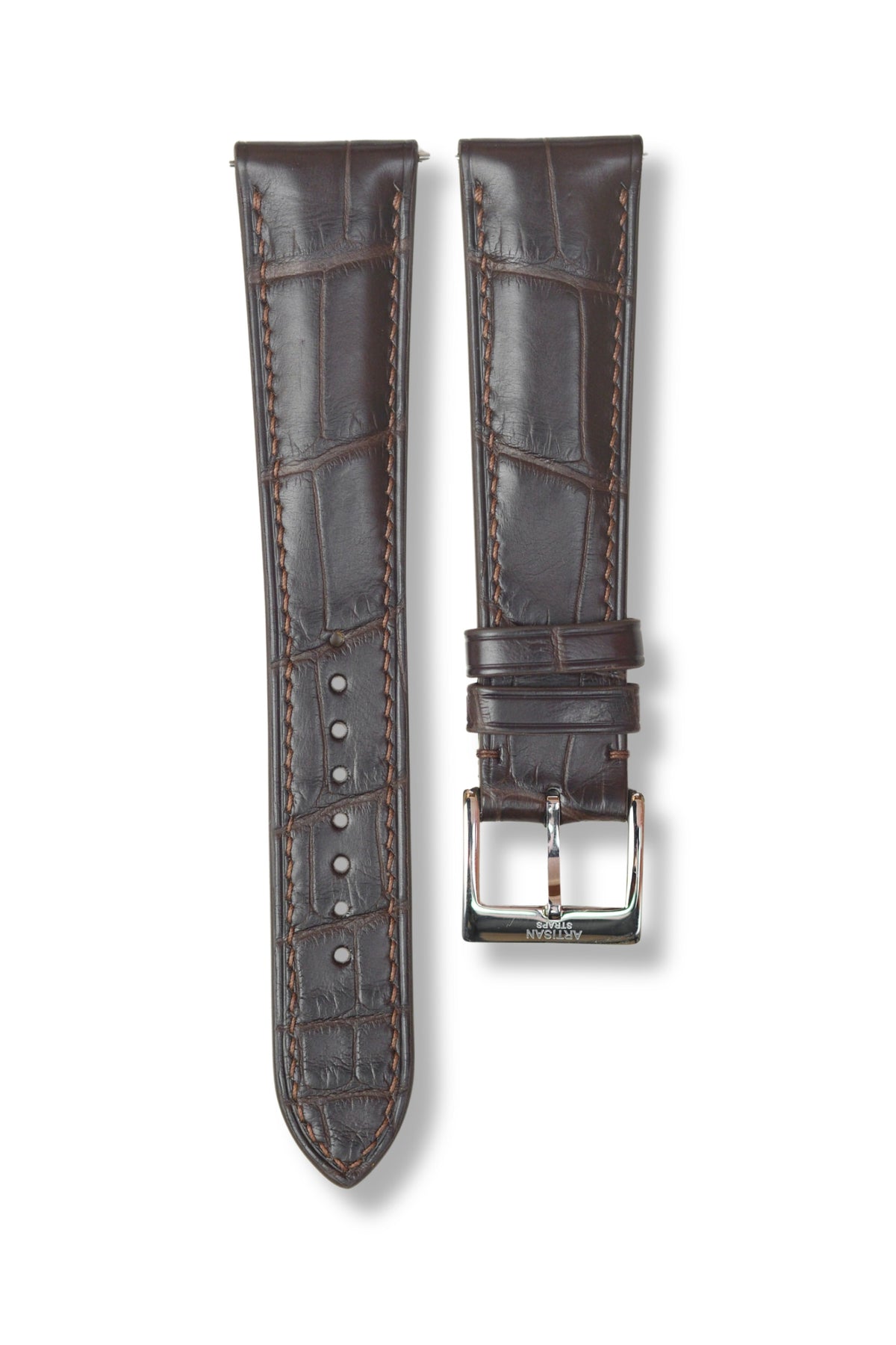 Dark Brown (Padded) Alligator Leather Strap - Artisan Straps