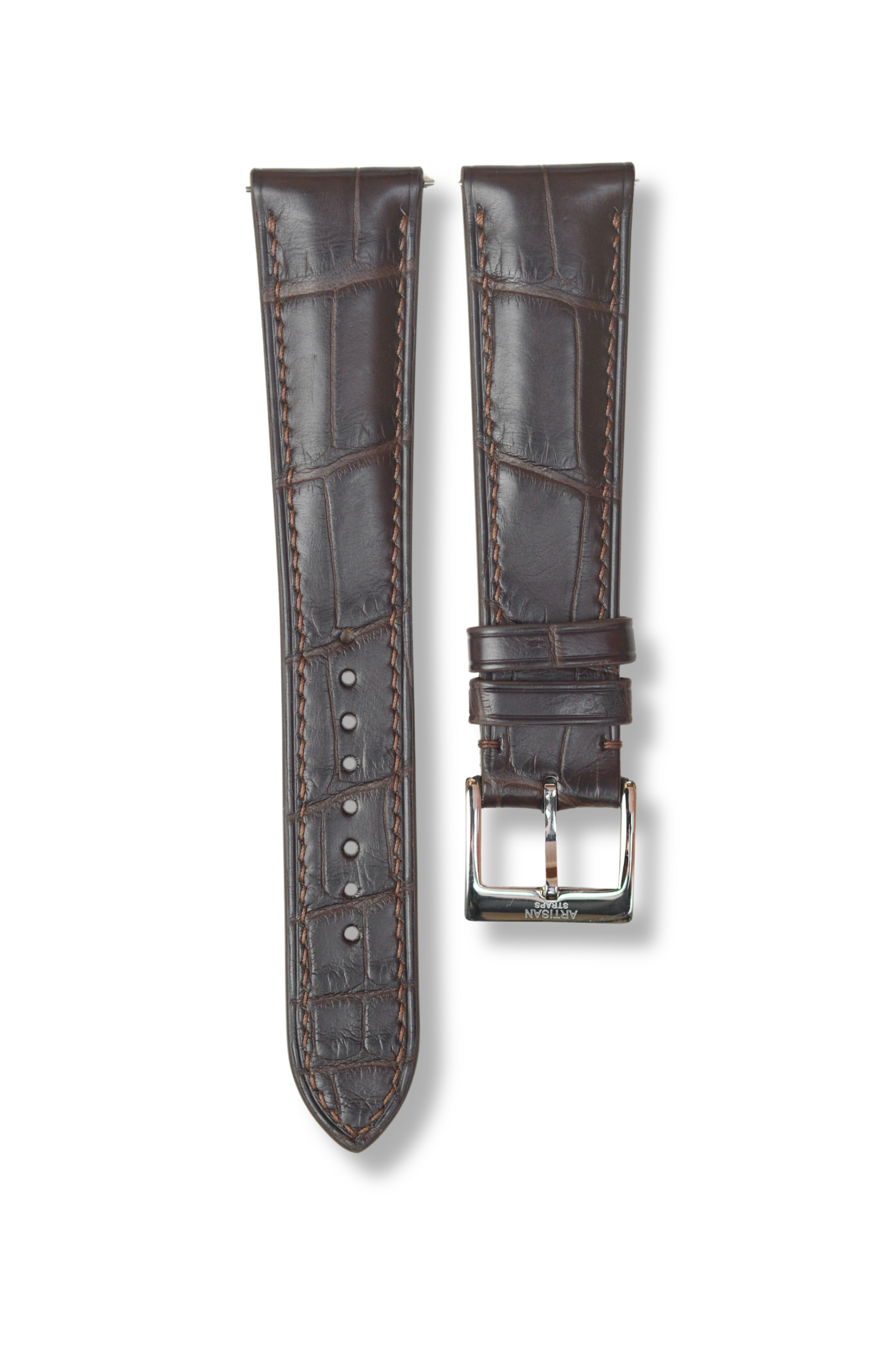 Dark Brown (Padded) Alligator Leather Strap - Artisan Straps