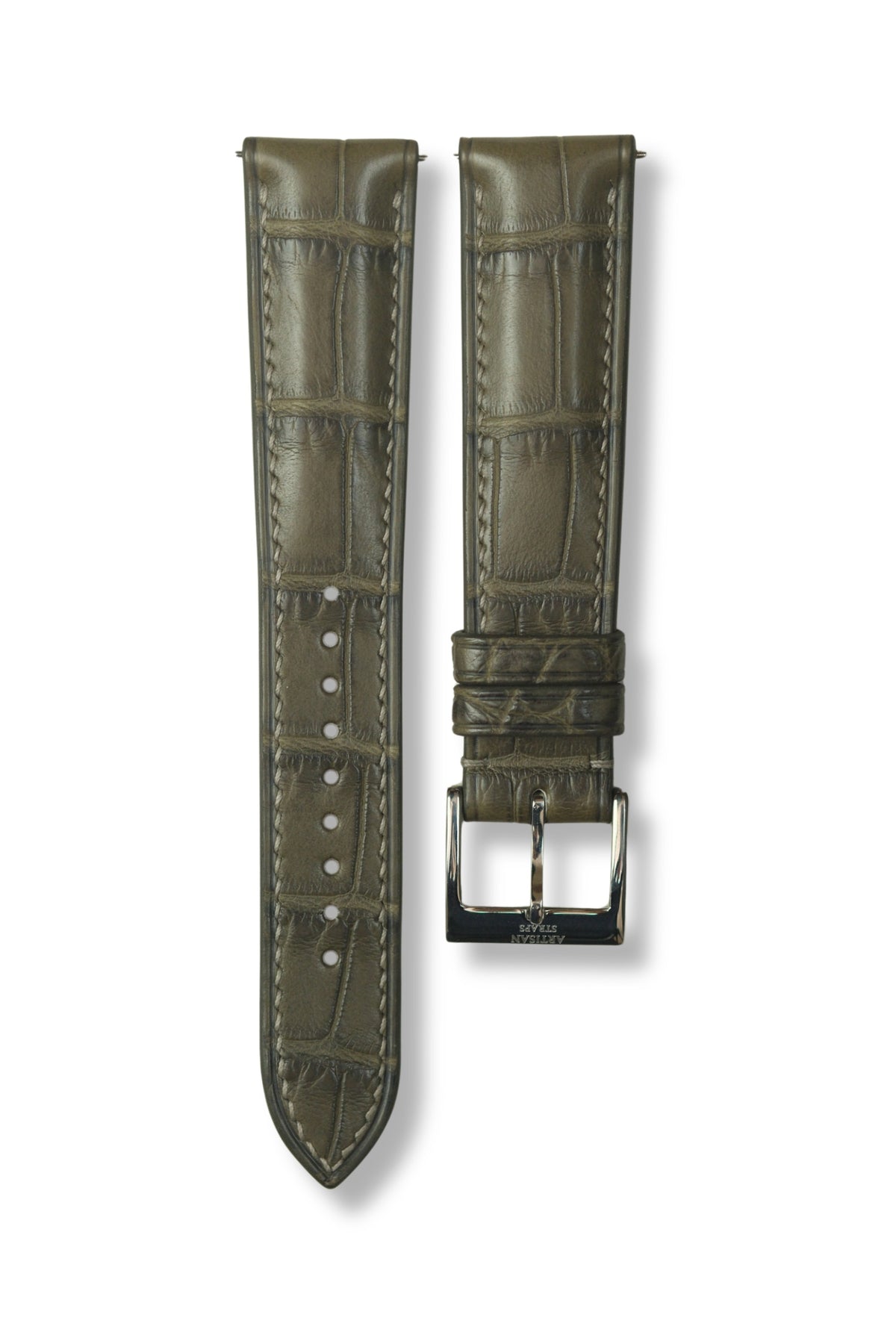 Elephant Grey Alligator (Padded) Leather Strap - Artisan Straps