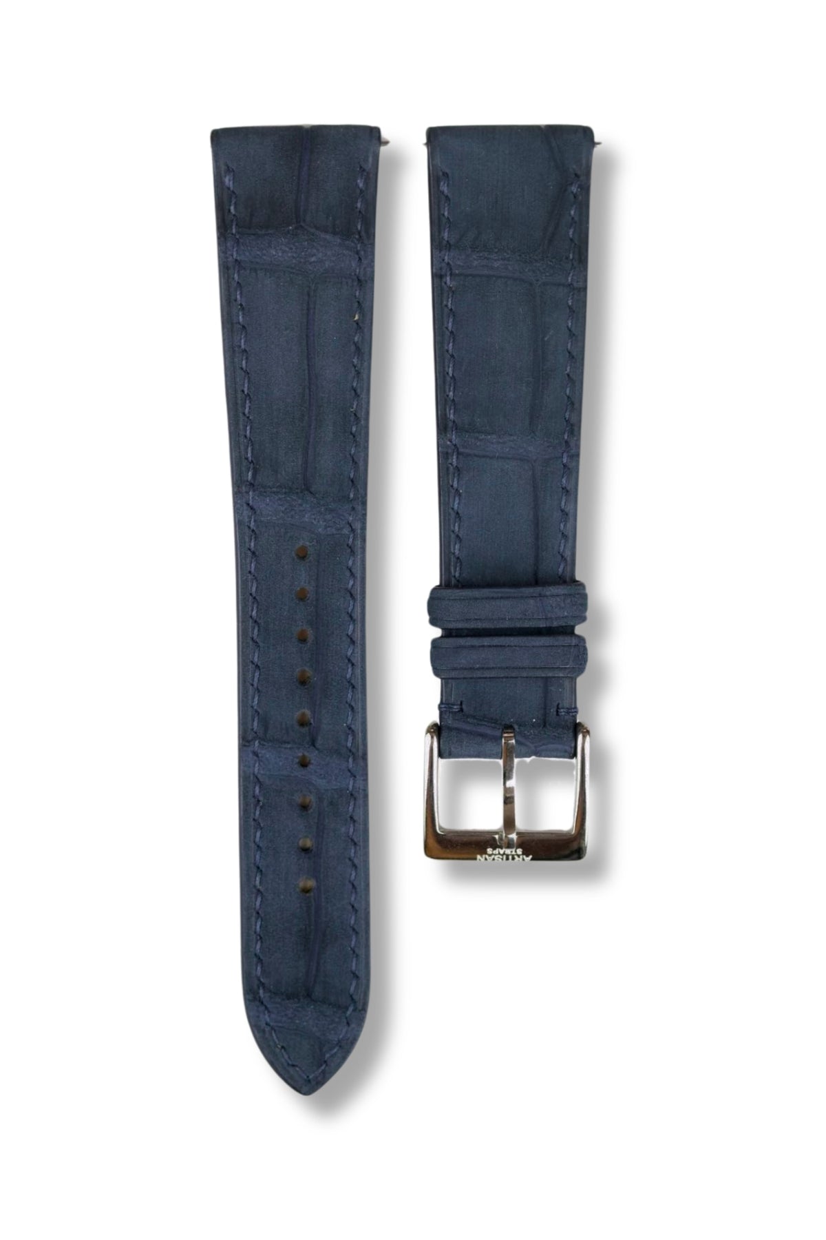 Navy Nubuck Alligator (Padded) Leather Strap - Artisan Straps