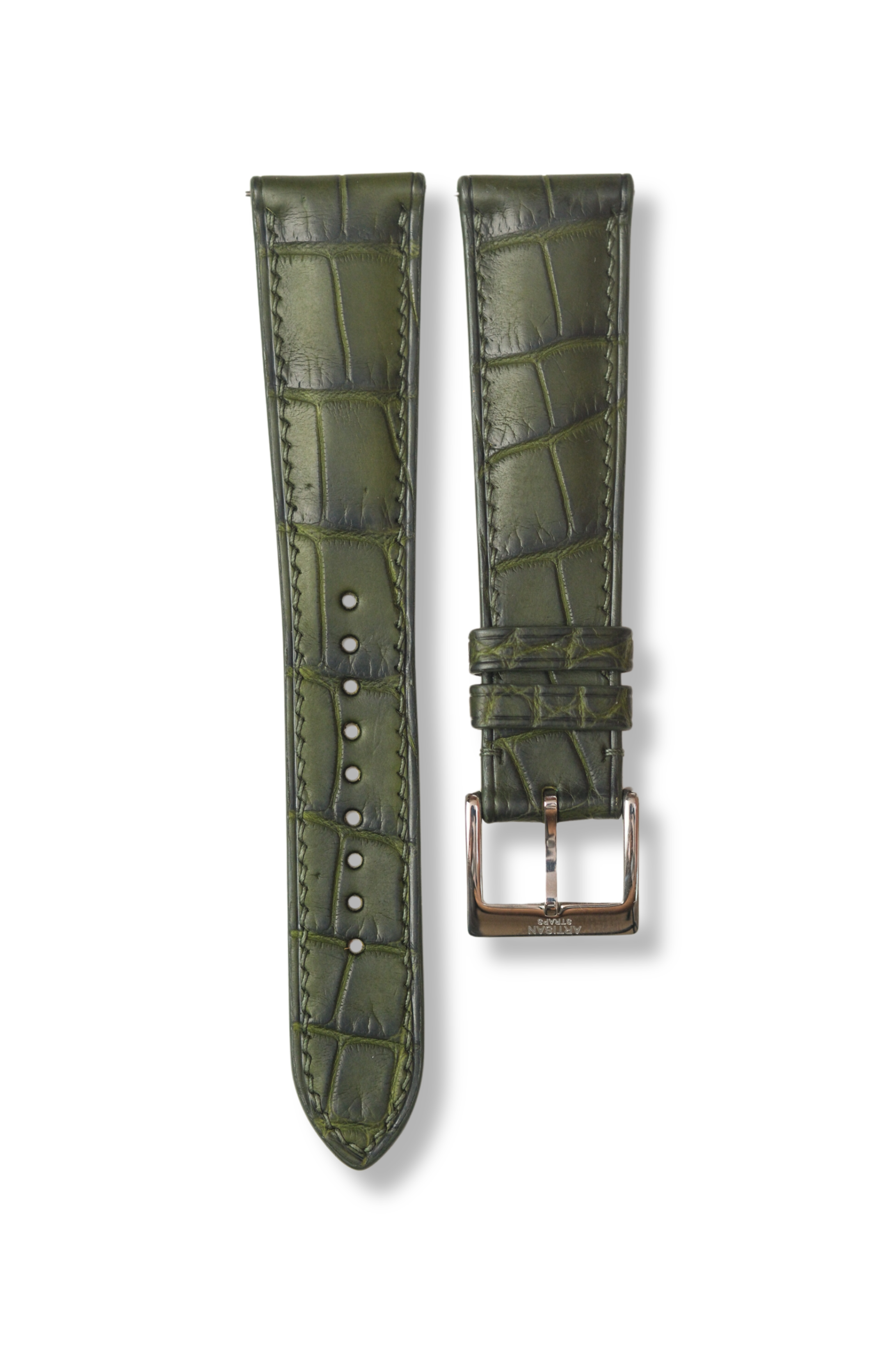 Olive Alligator (Padded) Leather Strap - Artisan Straps