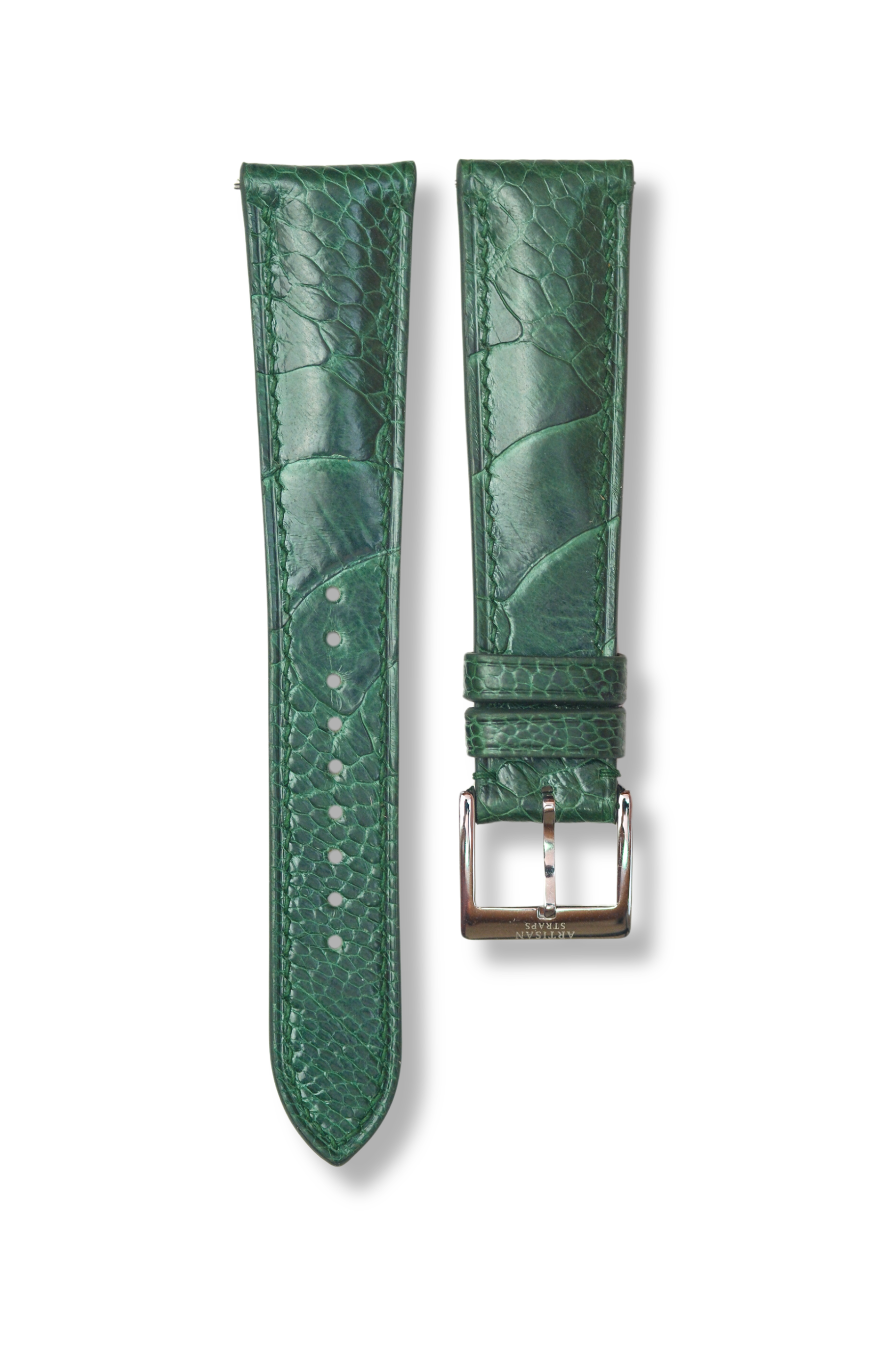 Dark Green Ostrich Leg Leather Strap (MTO) - Artisan Straps