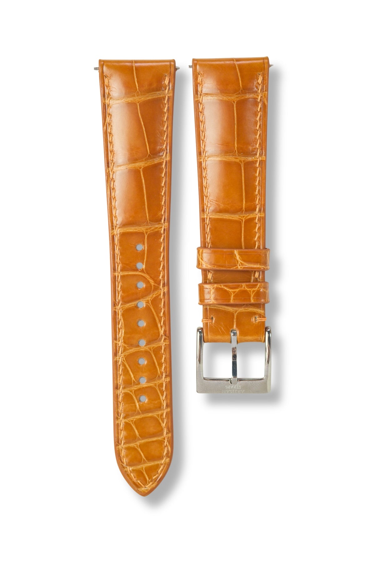 Tangerine Glazed Alligator (Padded) Leather Strap (Made-to-Order) - Artisan Straps