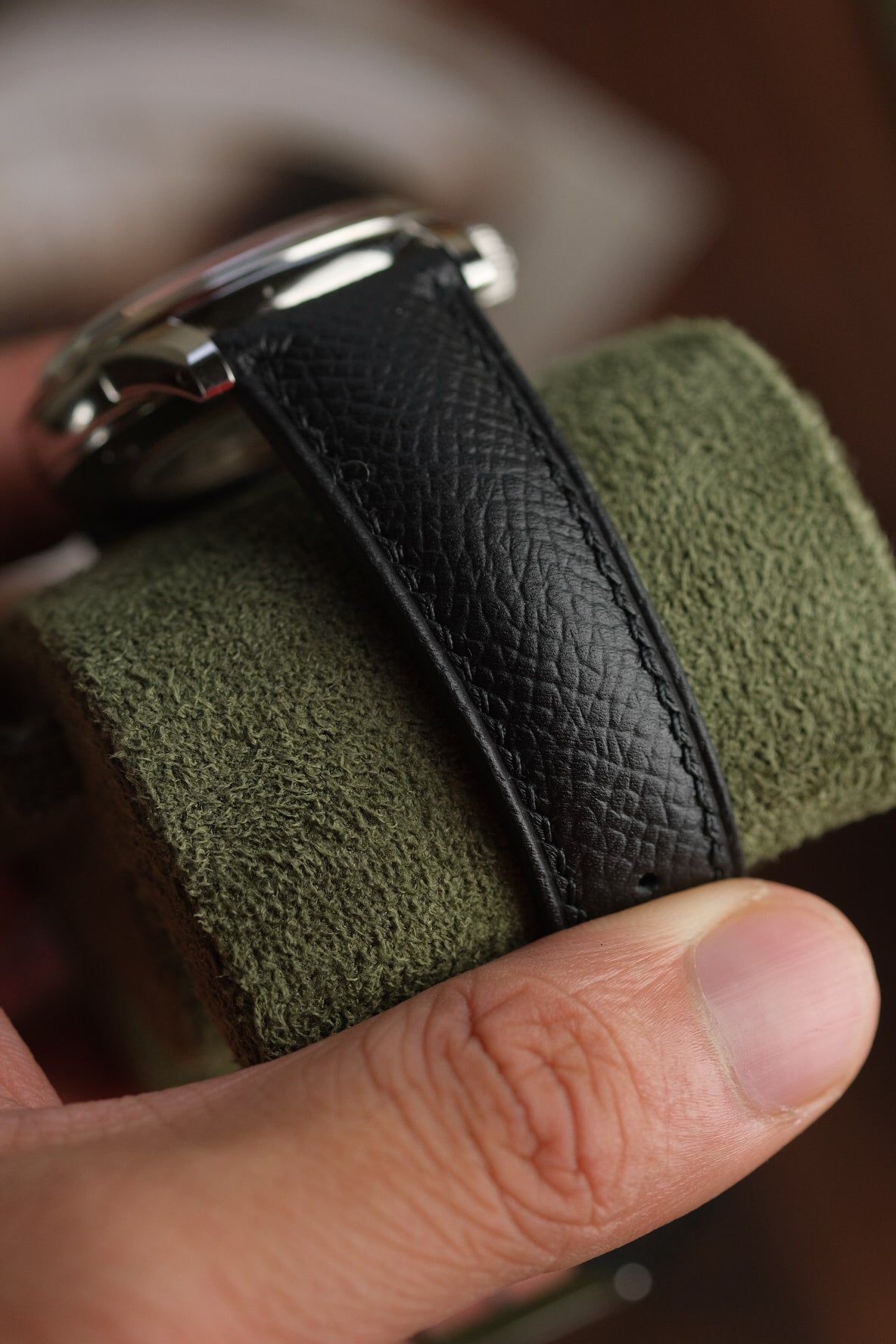 Black Epsom French Calfskin (Padded) Leather Strap - Artisan Straps