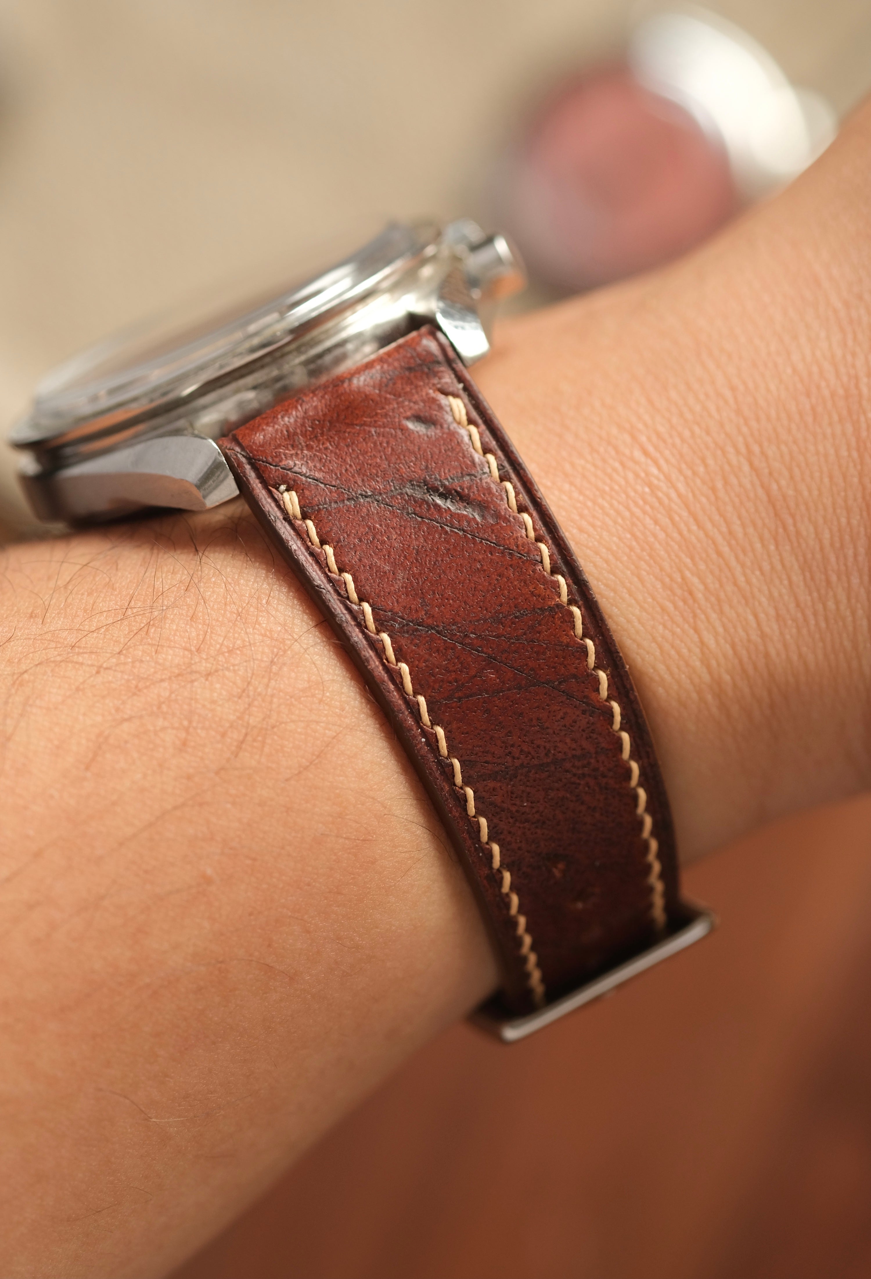 Brown Ecbatana Hand-Engaved Calf Leather Strap - Artisan Straps
