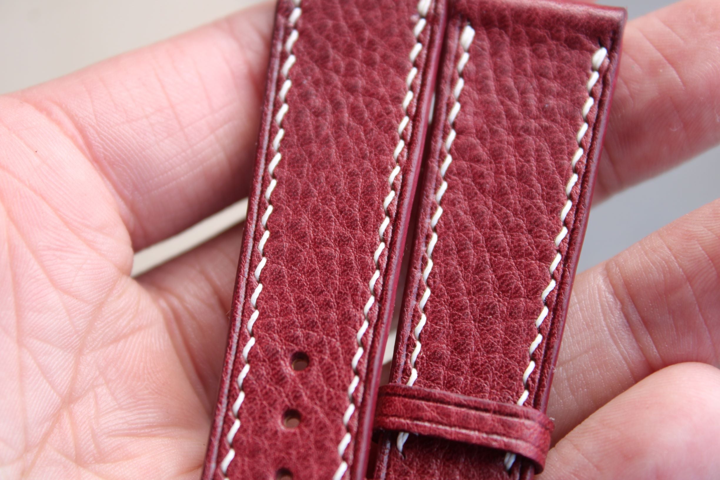 Italian Calf (Minerva Box) Leather Strap in Burgundy - Artisan Straps