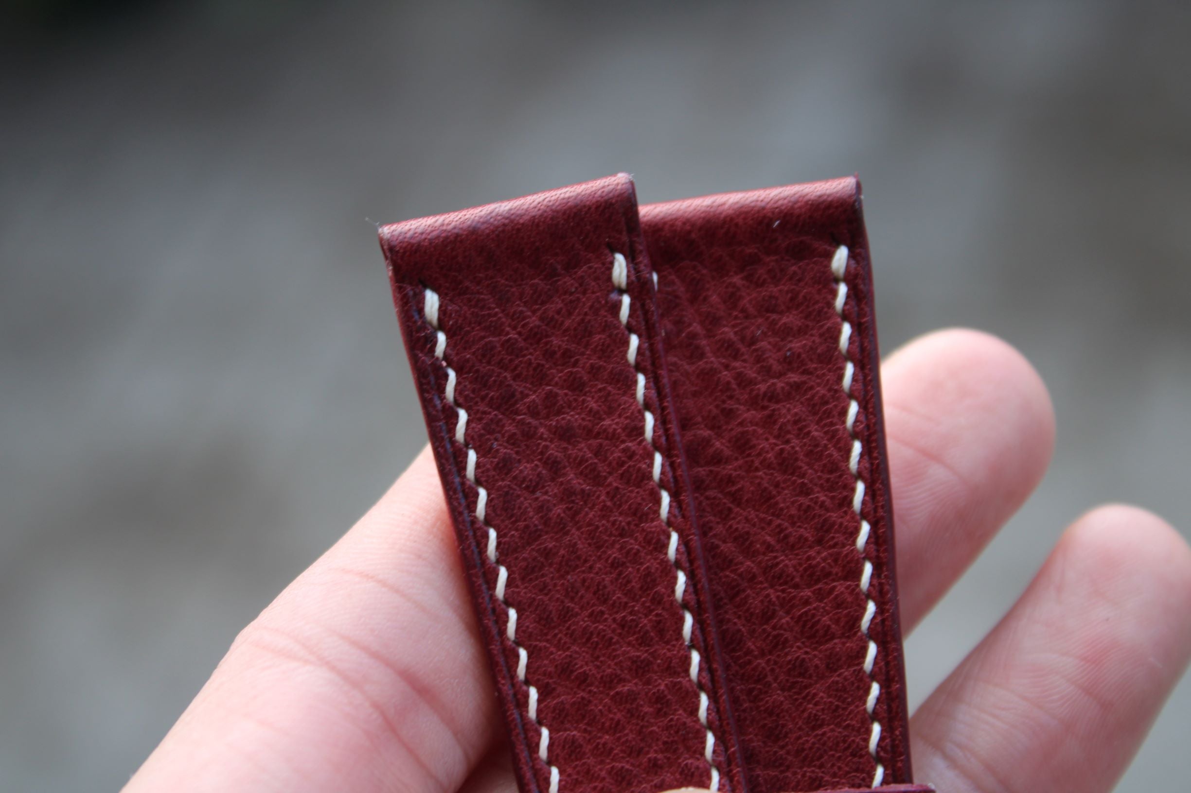 Italian Calf (Minerva Box) Leather Strap in Burgundy - Artisan Straps