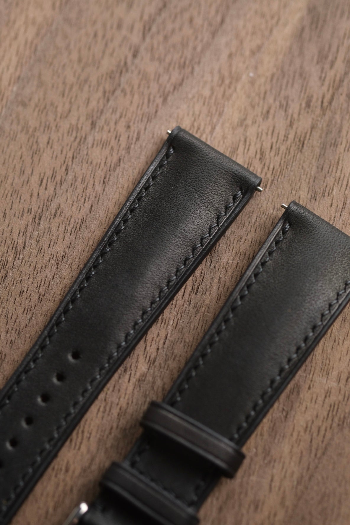 Black Barenia Calf (Padded) Leather Strap - Artisan Straps