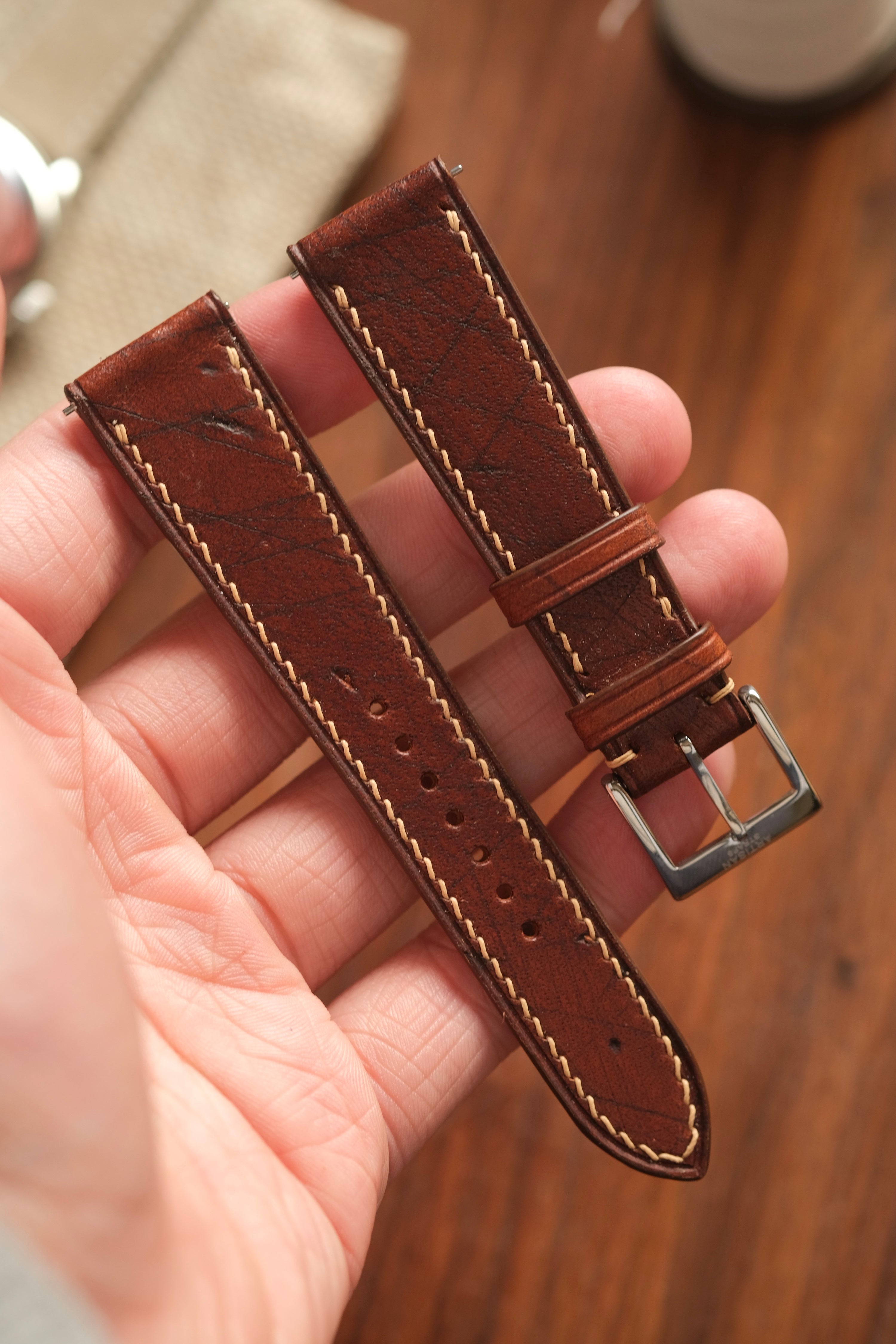 Brown Ecbatana Hand-Engaved Calf Leather Strap - Artisan Straps