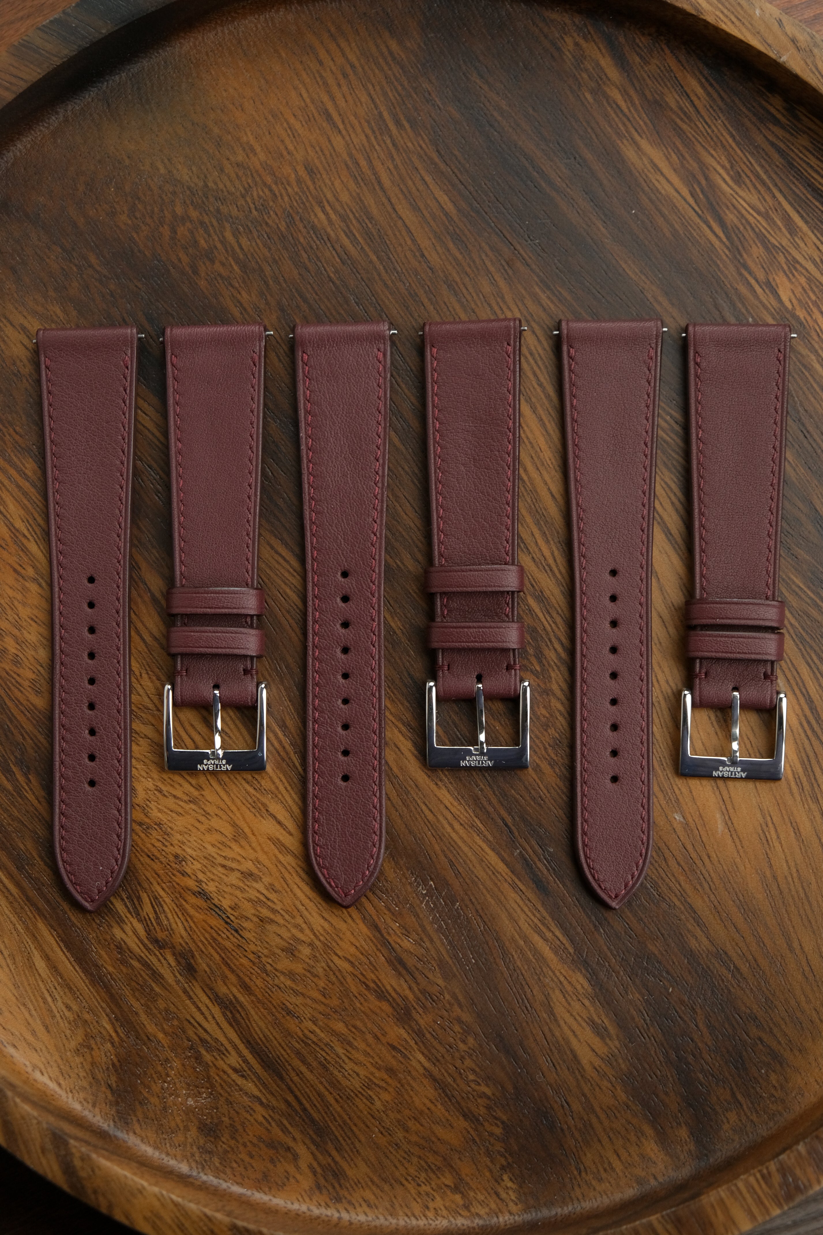 Burgundy Swift Calf Leather Strap - Artisan Straps