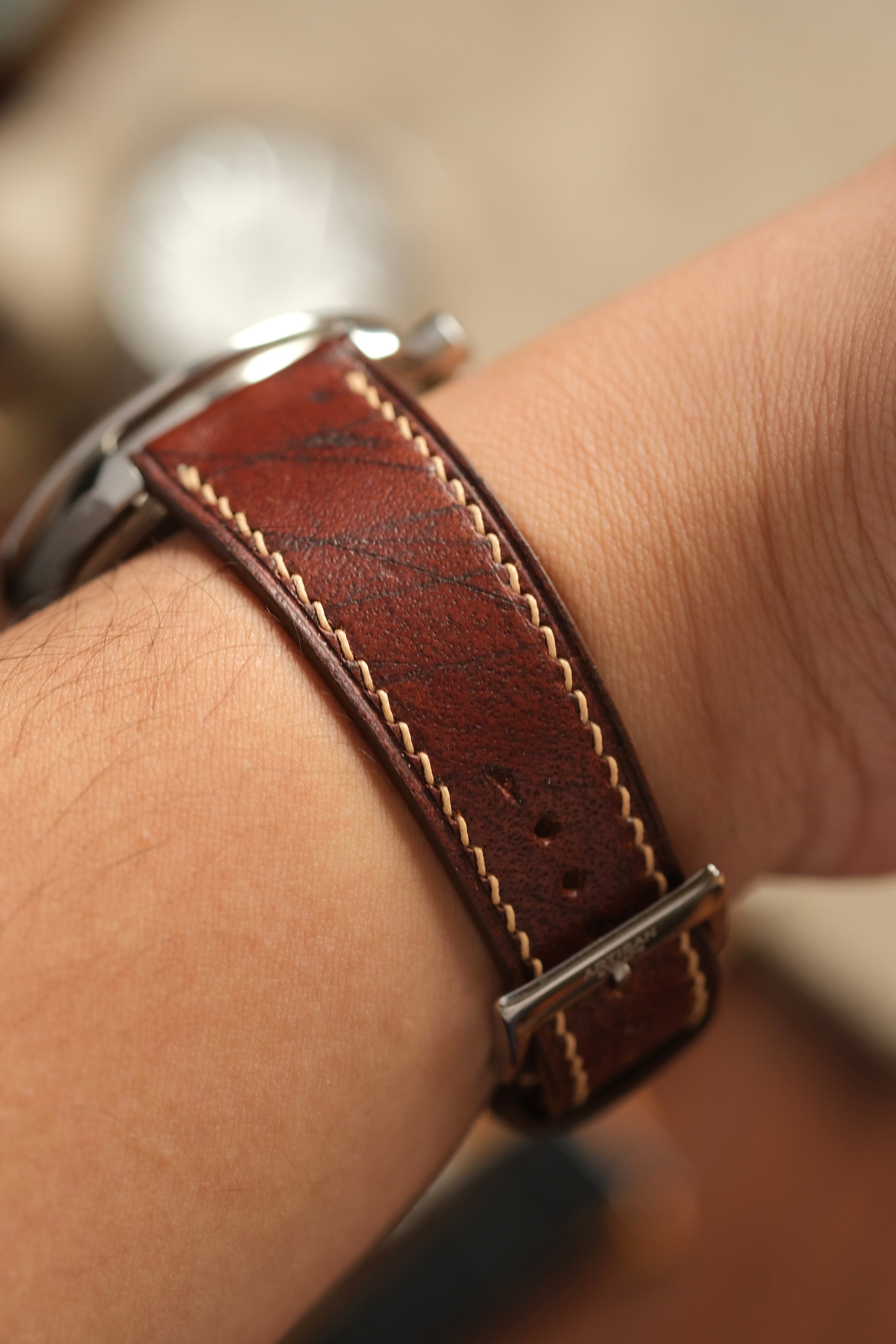 Brown Ecbatana Hand-Engaved Calf Leather Strap - Artisan Straps