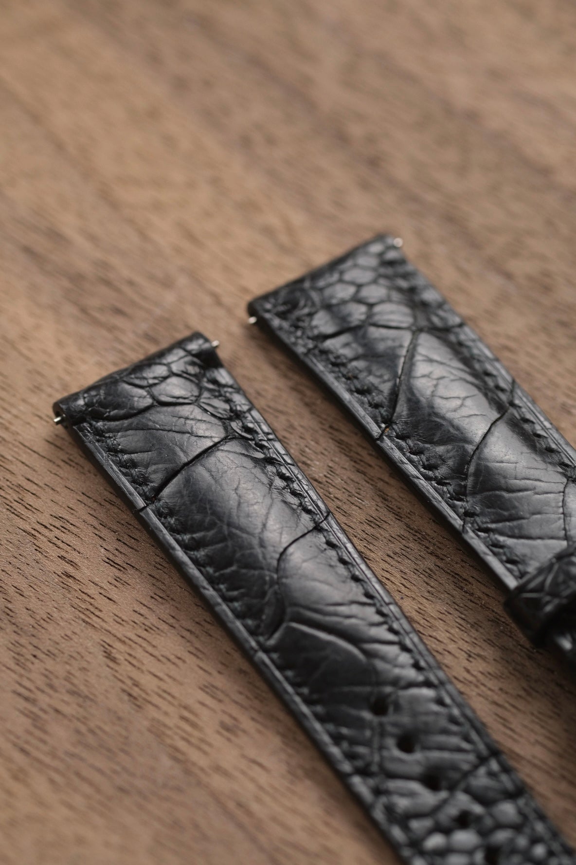 Glazed Black Ostrich Leg Leather Strap - Artisan Straps