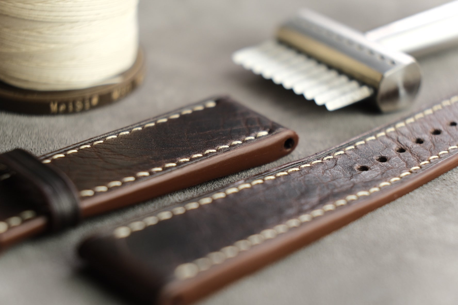 Italian Waxy Calf Leather Strap in Dark Brown - Artisan Straps