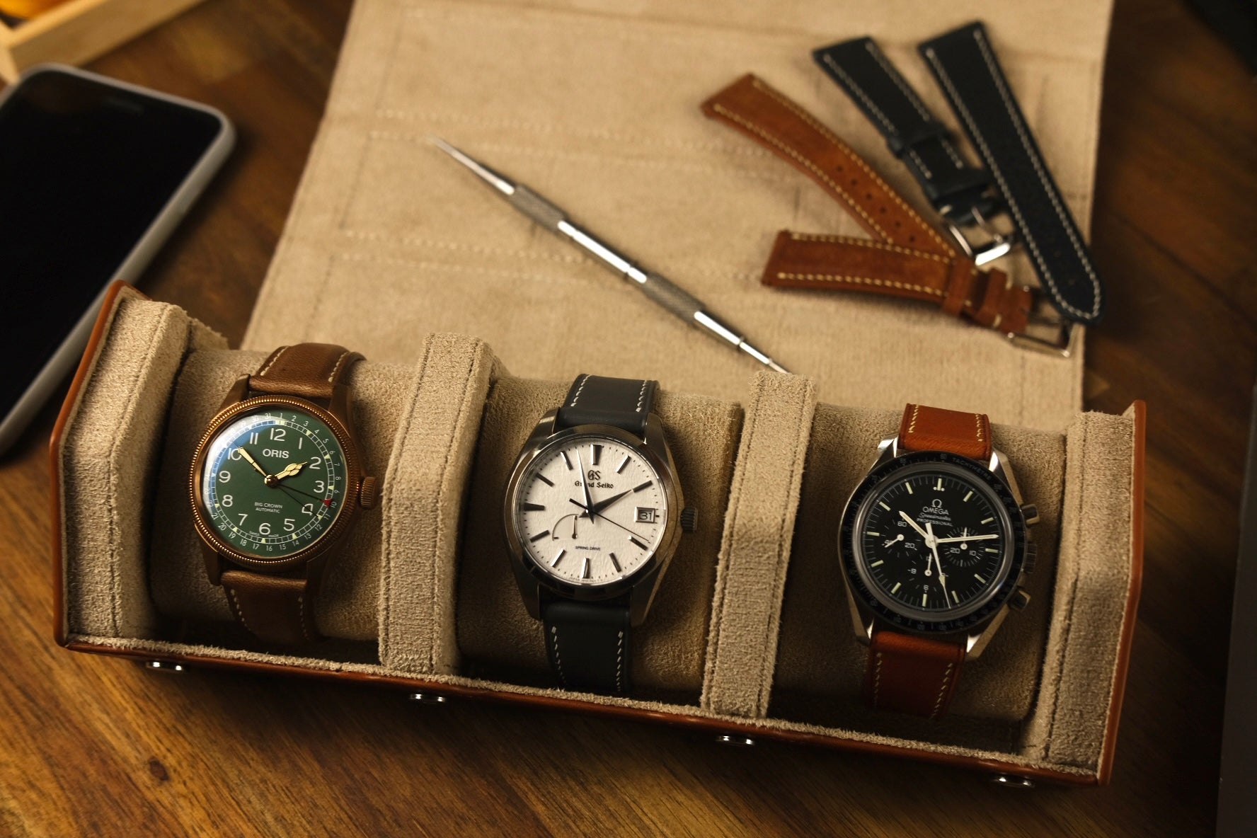 *PREORDER* Hexad Trio - Cowhide Watch Case in Brown/Beige - Artisan Straps