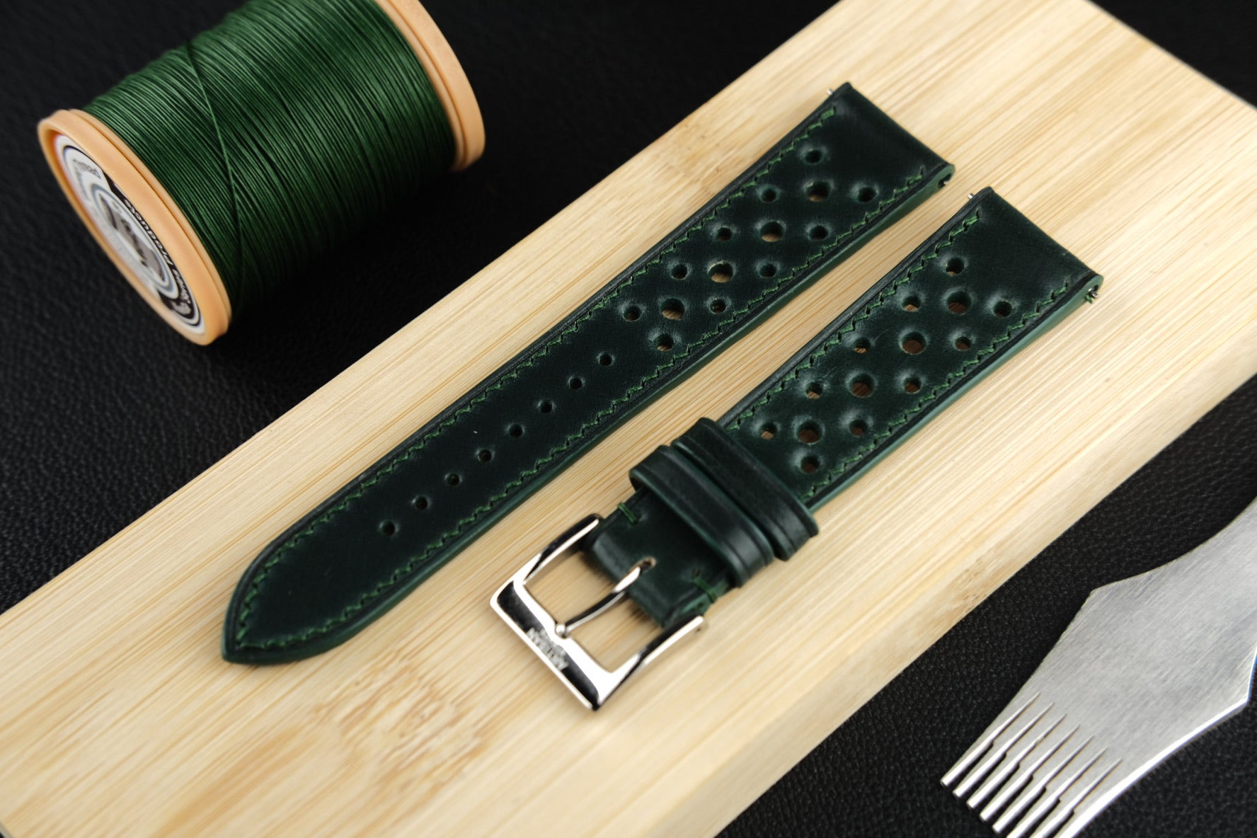 Dark Green Shell Cordovan Rally Strap - Artisan Straps