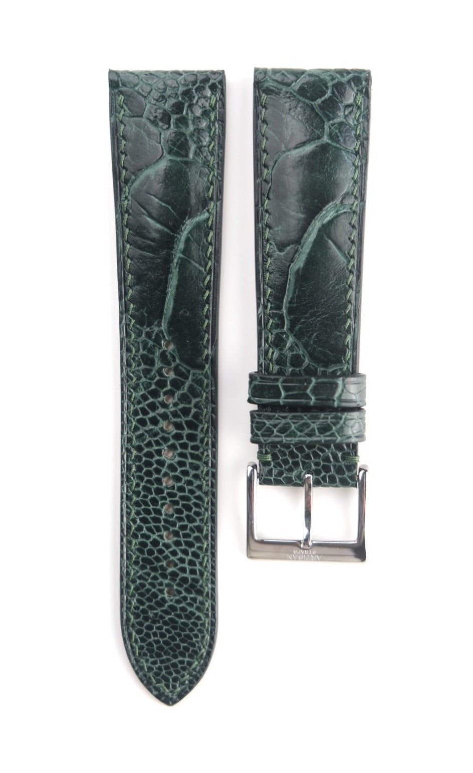 Ostrich Leg Leather Strap in Dark Green - Artisan Straps