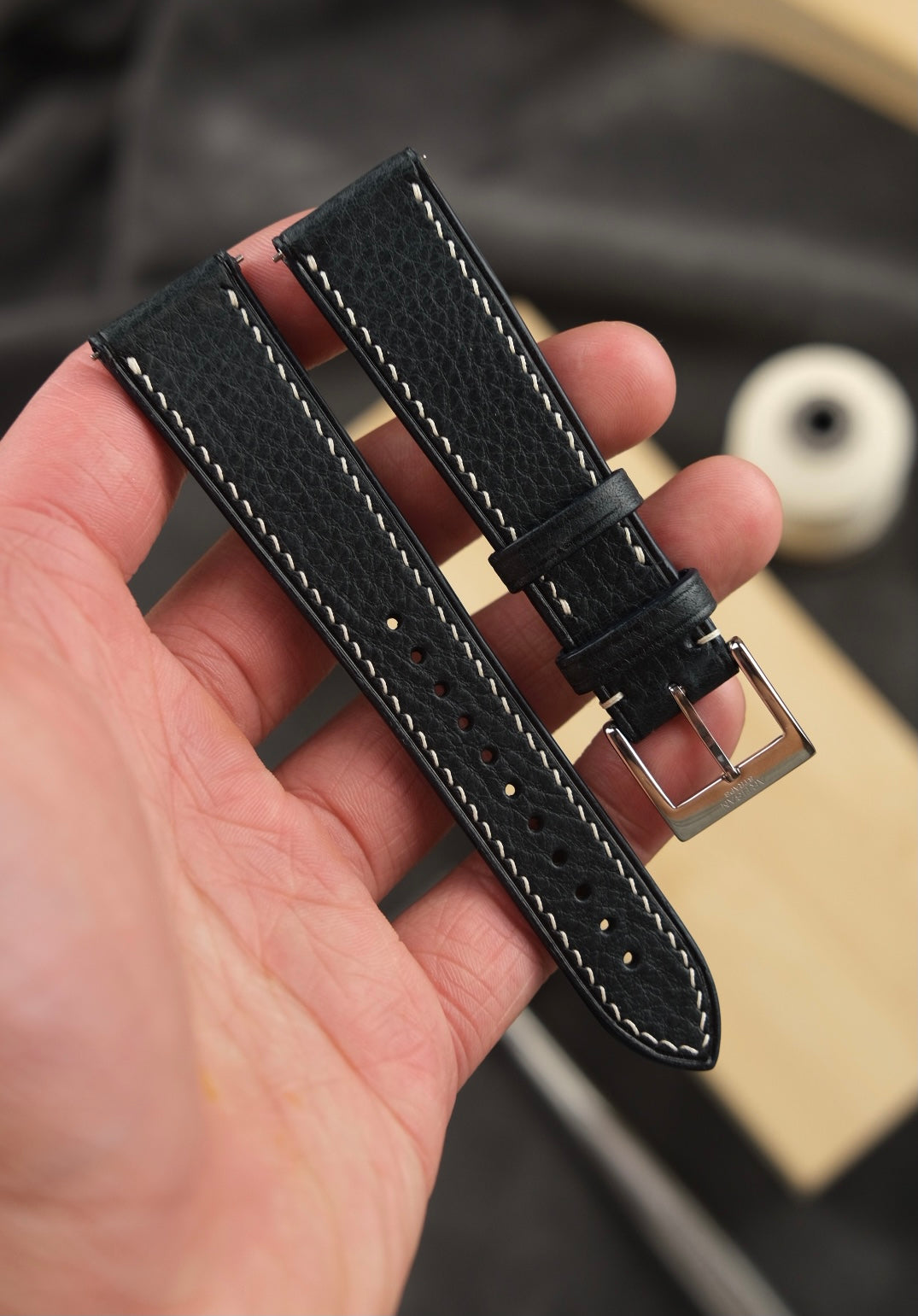 Italian Calf (Minerva Box) Leather Strap in Dark Navy - Artisan Straps