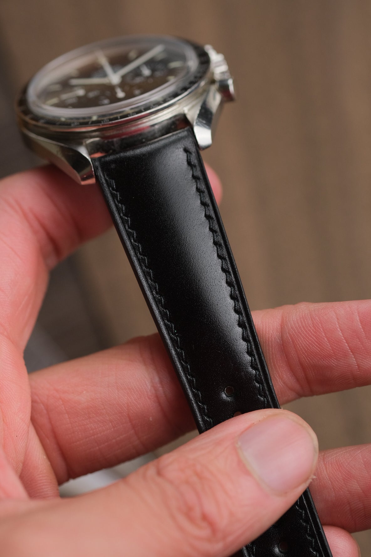 Shinki Black Shell Cordovan (Padded) Leather Strap - Artisan Straps