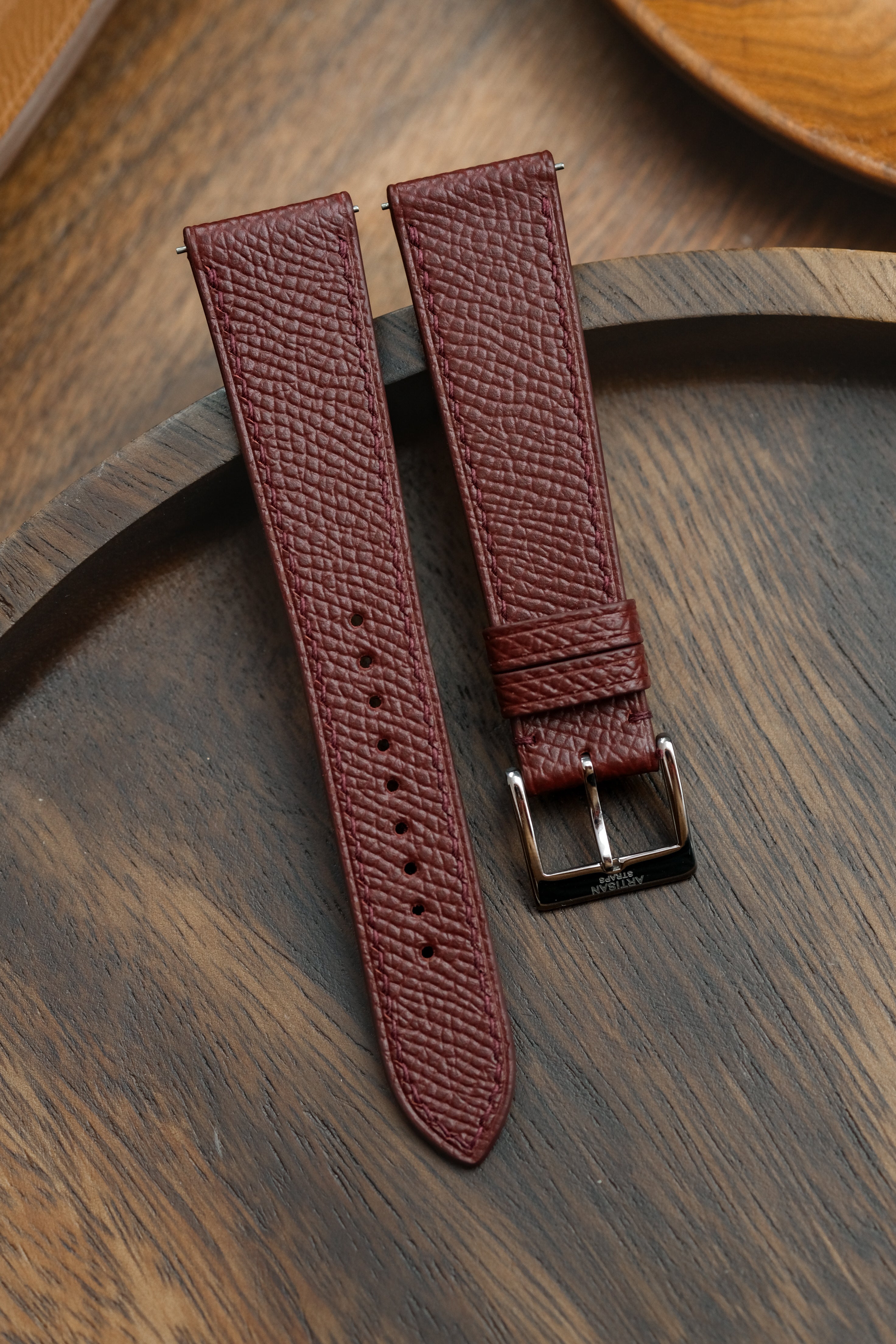 Burgundy Epsom Leather Strap