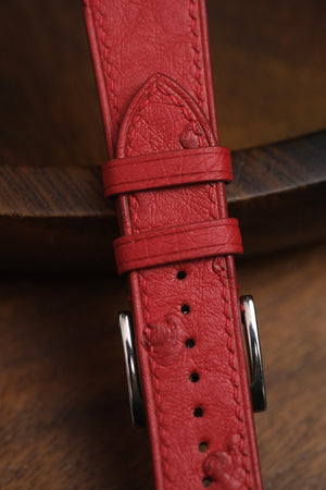 Red Ostrich Belly Leather Strap