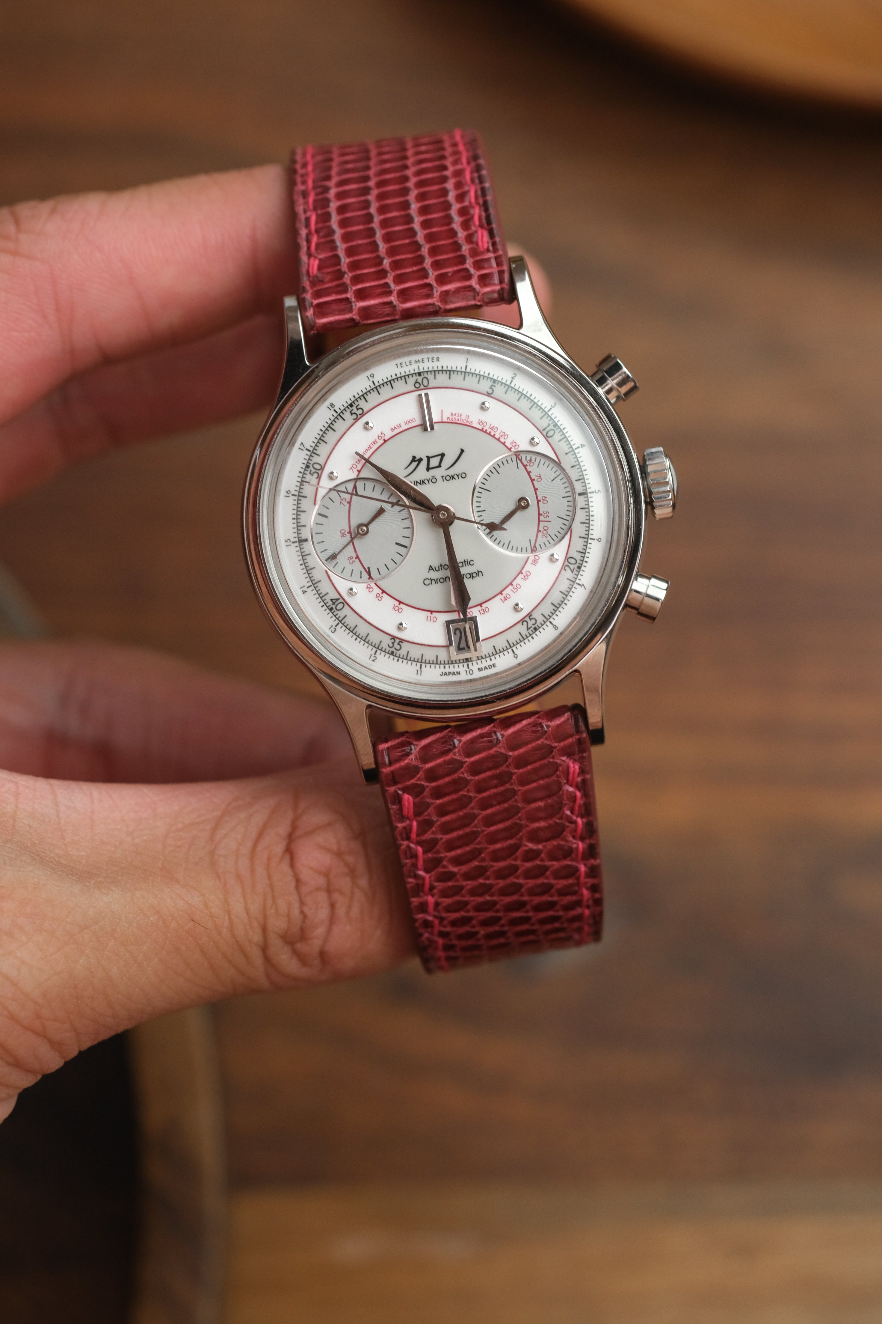 Dark Red Lizard Leather Strap