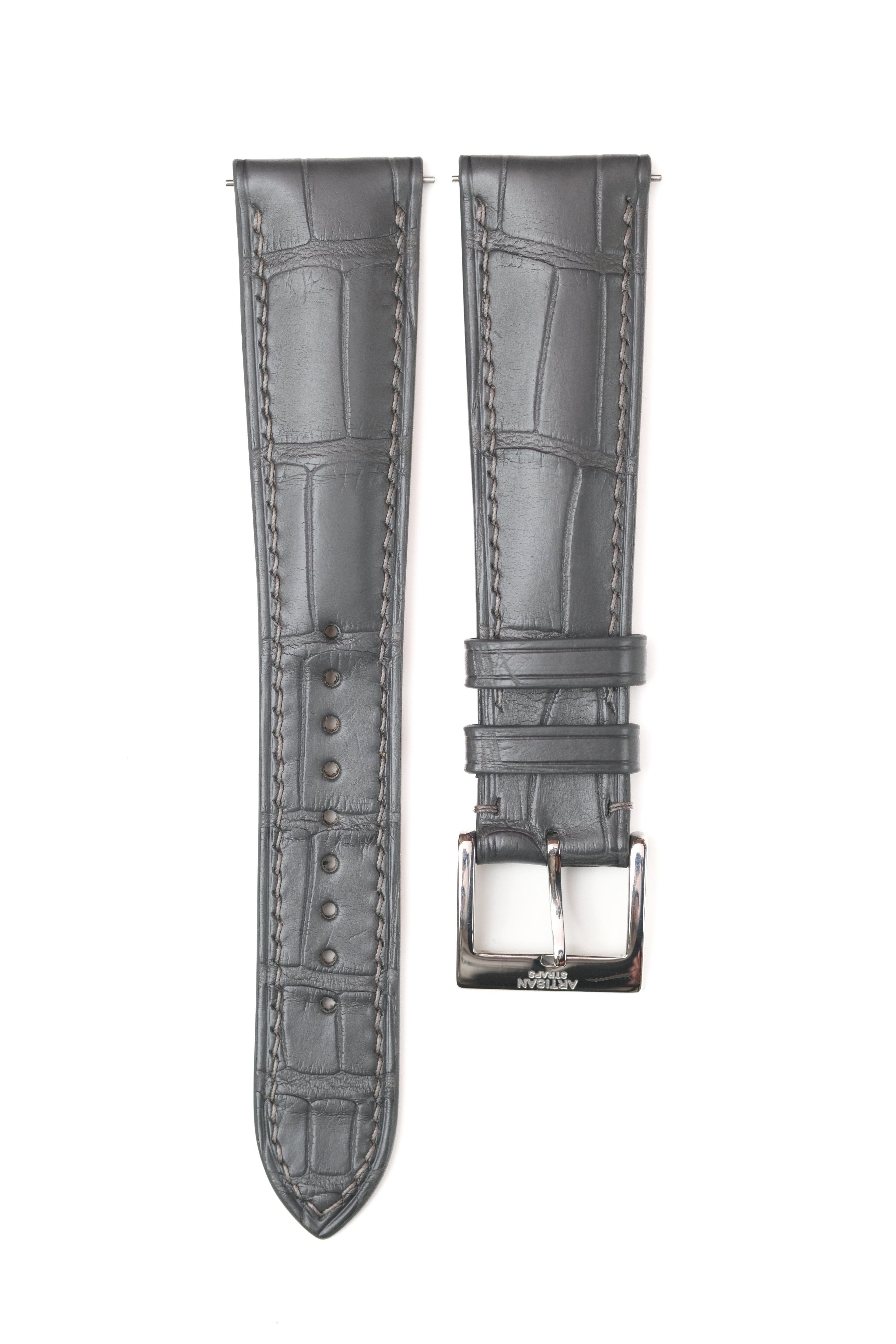 Ash Grey Alligator (Padded) Leather Strap - Artisan Straps