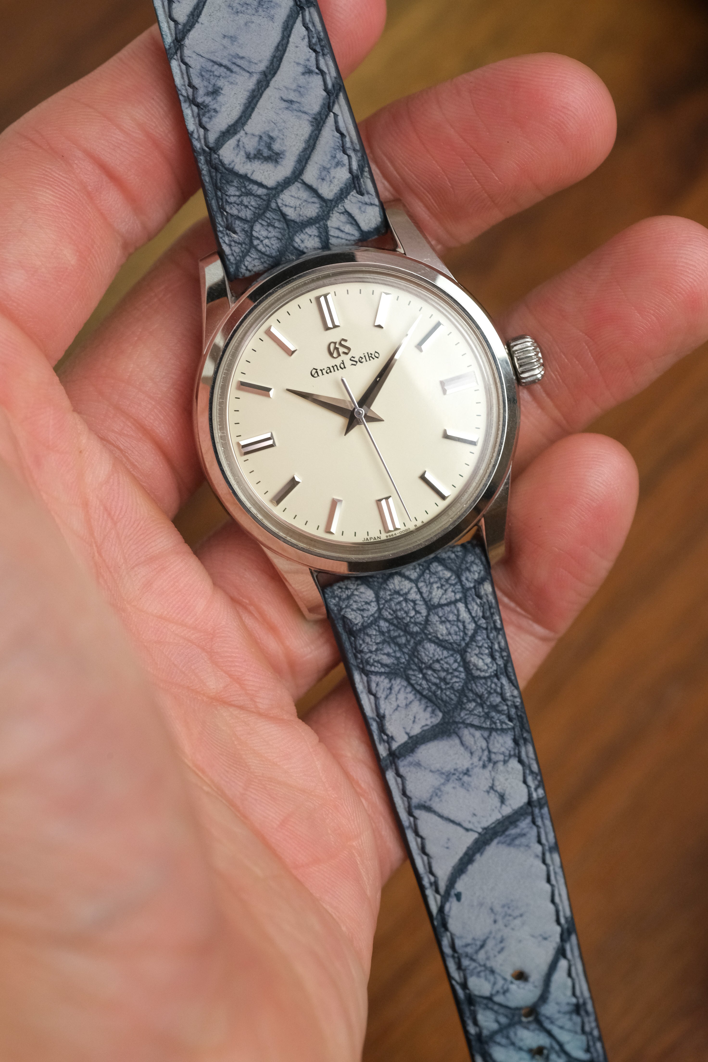 Light Blue Nubuck Ostrich Leg Leather Strap - Artisan Straps