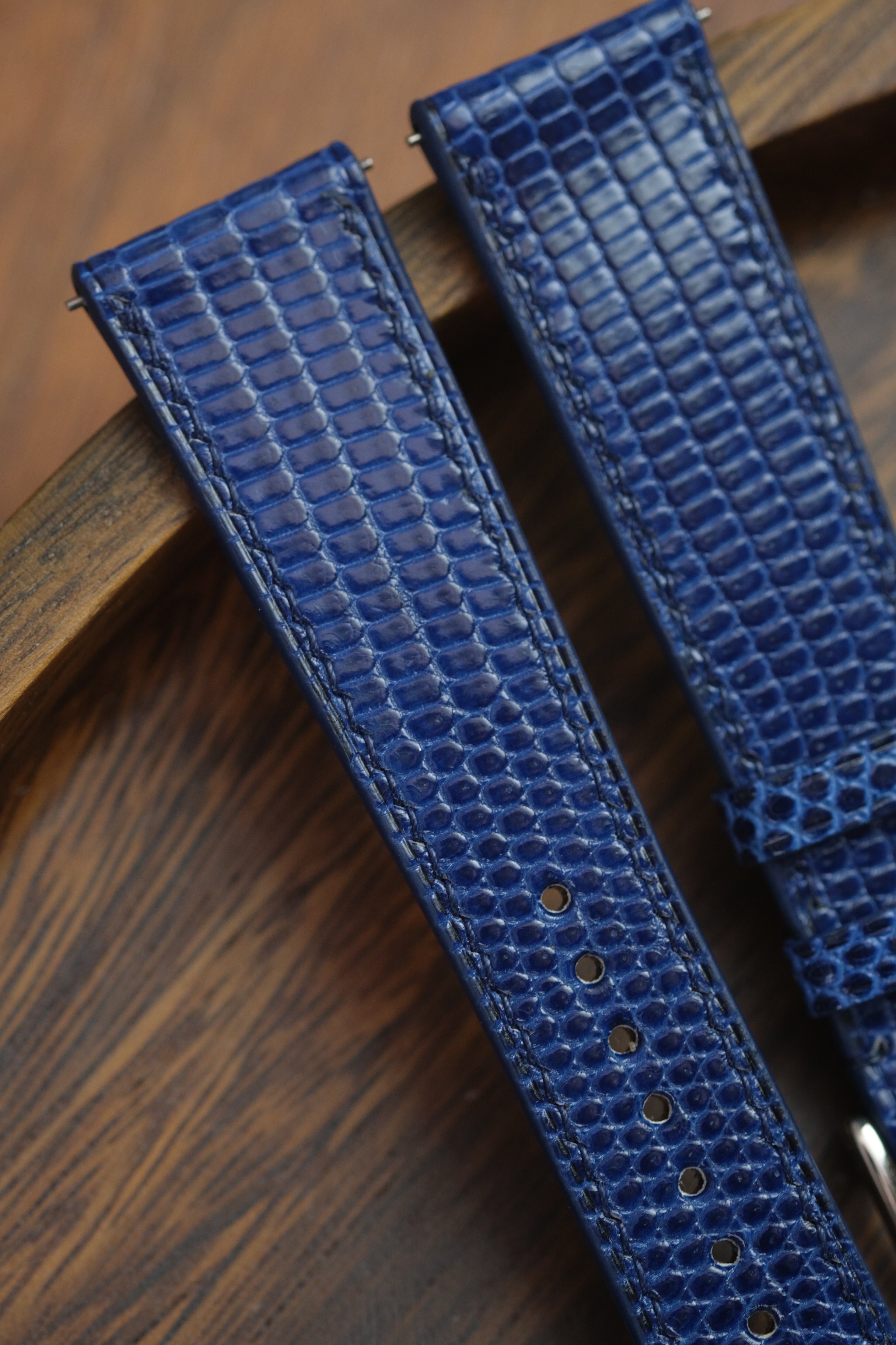 Navy Lizard Leather Strap