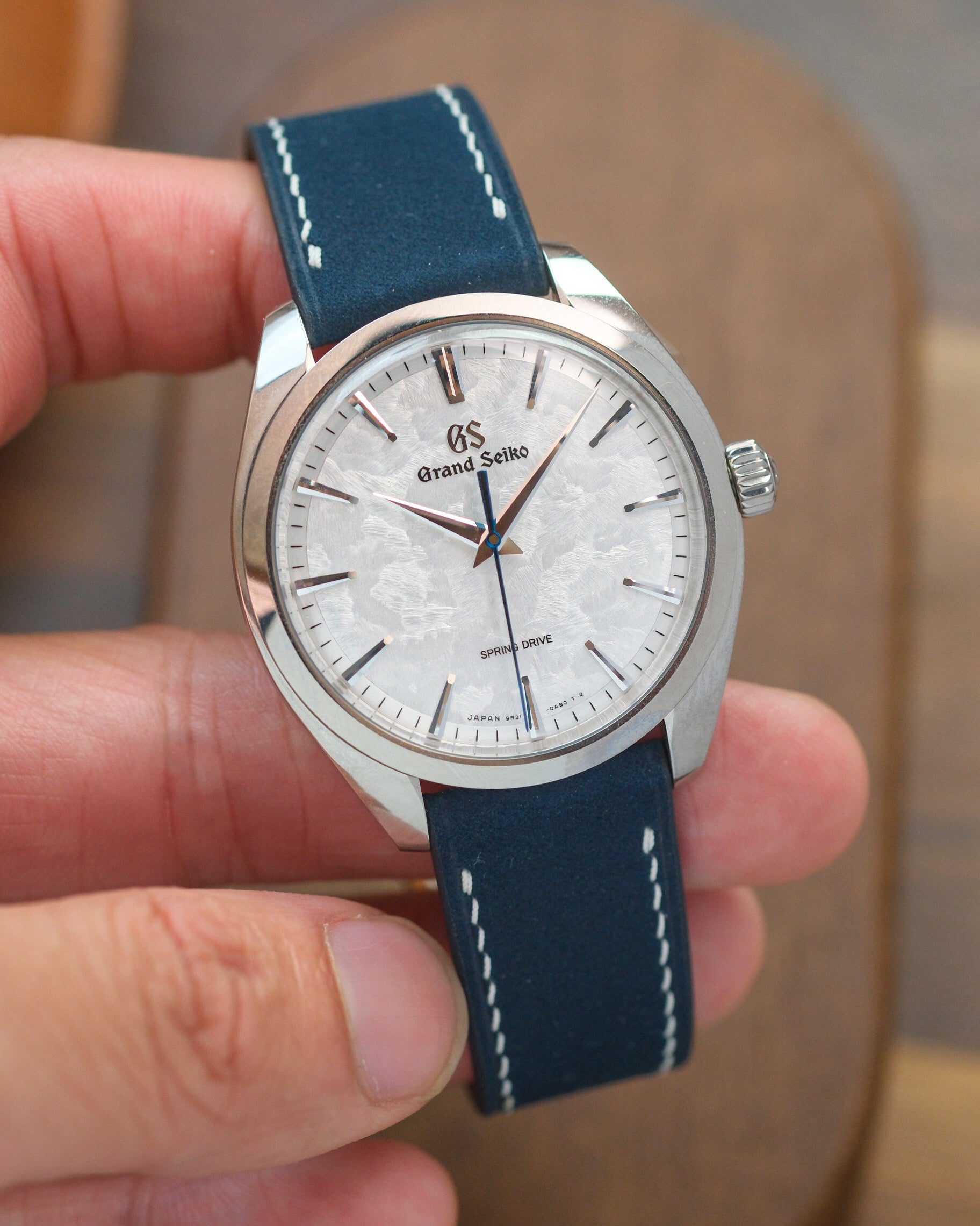 Navy Blue Nubuck Leather Strap