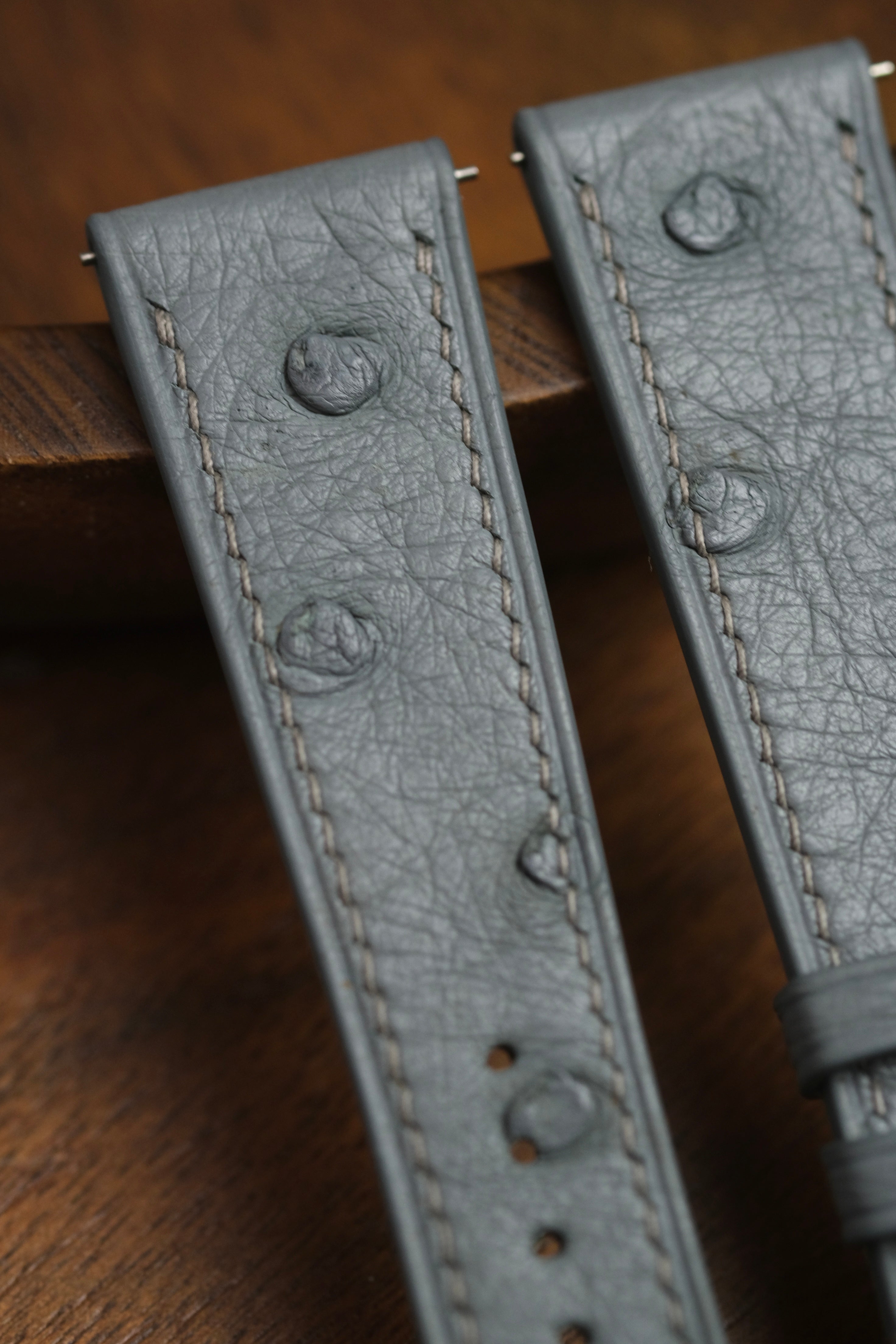 Grey Ostrich Belly Leather Strap