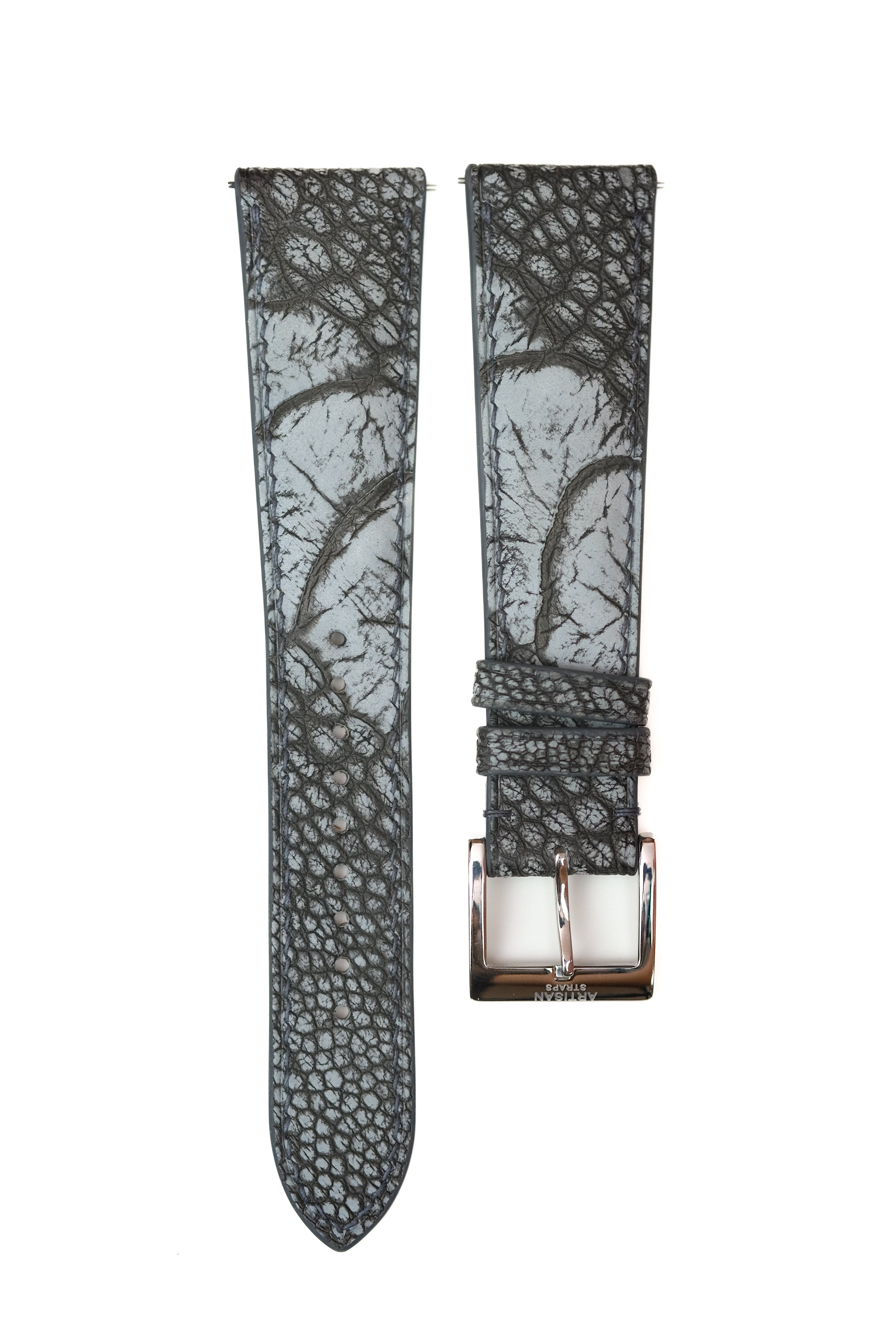 Grey Nubuck Ostrich Leg Leather Strap - Artisan Straps